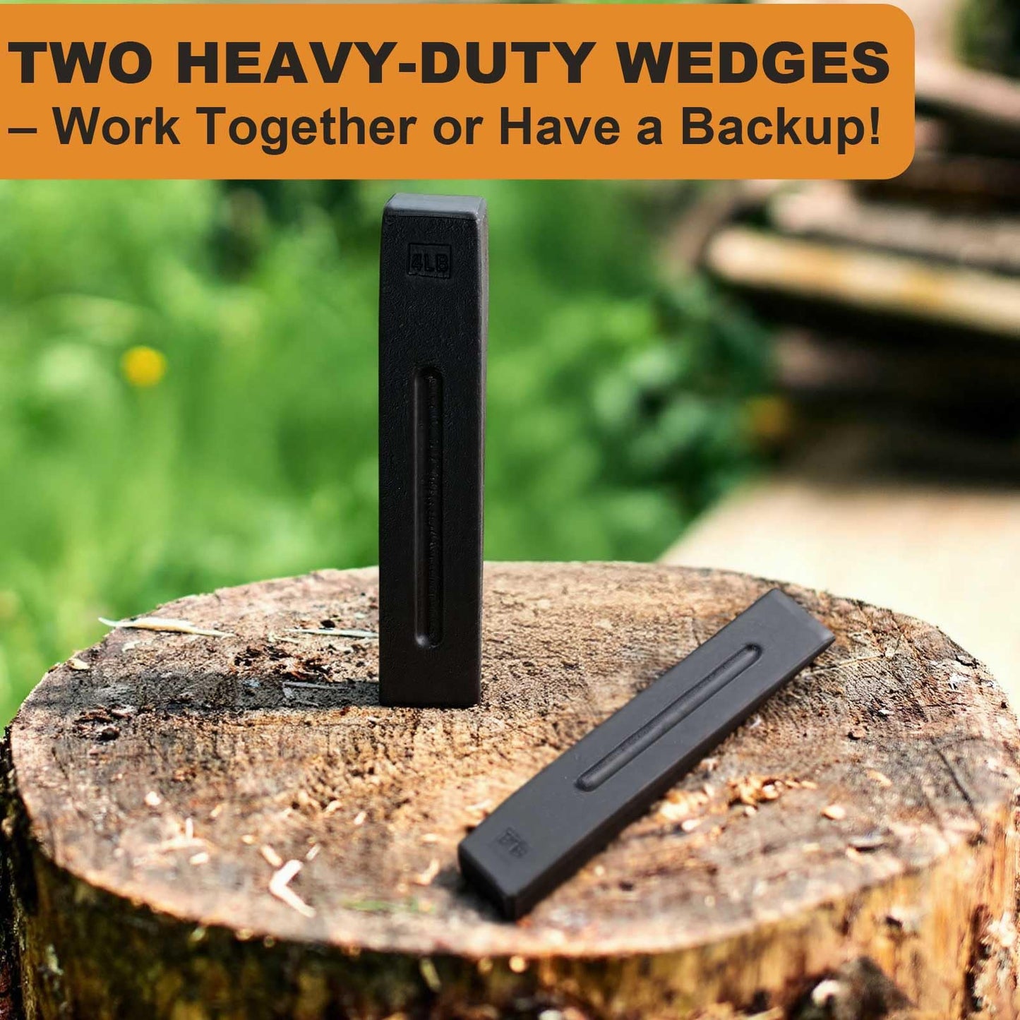 Otoolling 2 Pcs Manual Log Splitter Wedge Wood Splitting Wedges for Firewood 2 Way Black Design Forged Steel Tool for Easy Wood Splitting Sharpened Edge for Outdoor Logging Chopping (4 Lbs)