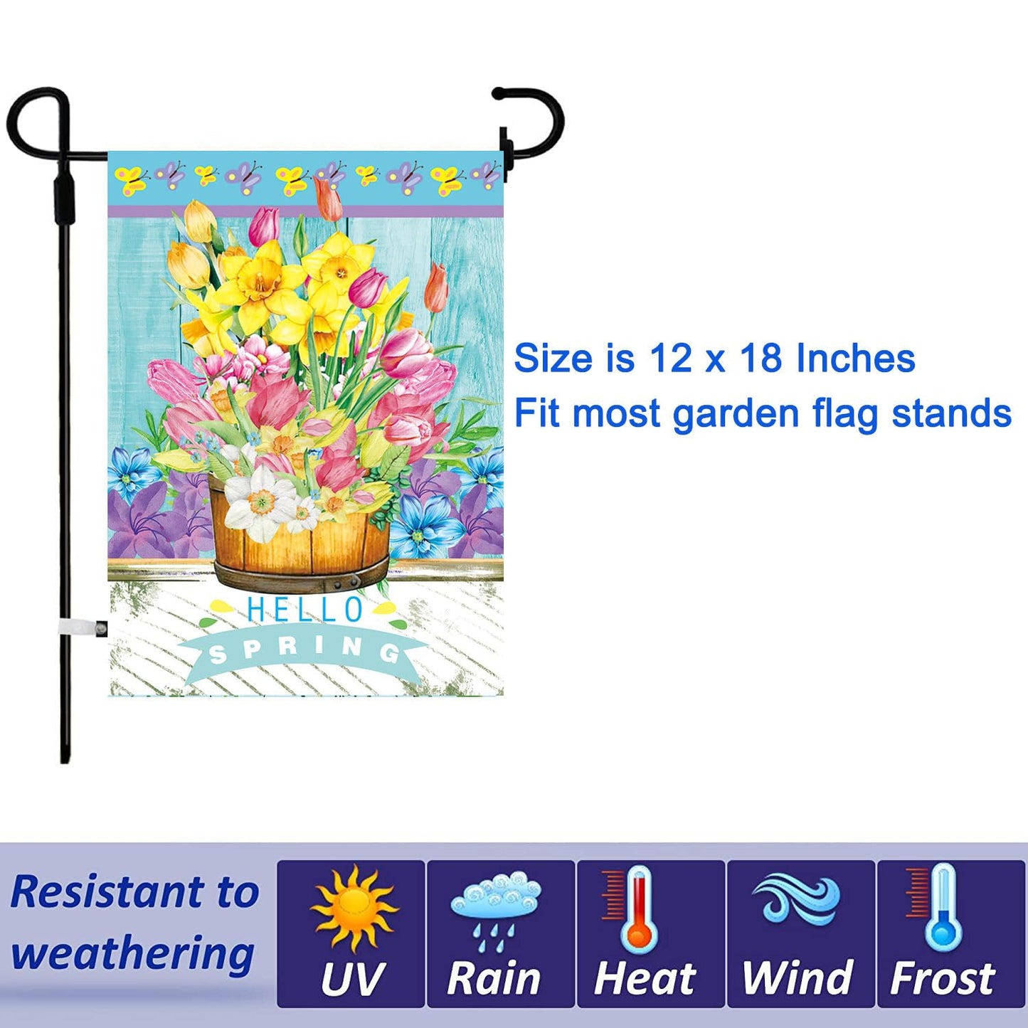 Seasonal Garden Flags Set of 12-Double Sided 12 x 18 Inch Outside Yard Flags, Small Flags for Outside, Holiday Garden Flags for All Seasons, Spring Easter Summer 4th of July Outdoor Flags