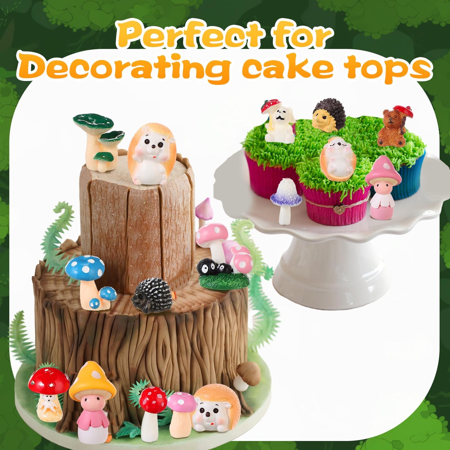 Canlierr 58 Pcs Miniature Garden Set Mushroom Hedgehog Fairy Rabbit House Diorama Accessories Mini Terrarium Figurines Micro Landscape Fairy Village Starter Kit for DIY Garden Decor Dollhouse Craft