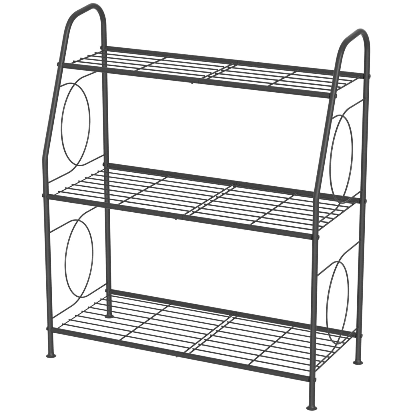 VyGrow Plant Stand, 3 Tier Plant Shelf for Indoor Outdoor, Heavy Duty Metal Outdoor Plant Stand Holder Rack for Living Room Balcony and Garden, Iron Wire, Black