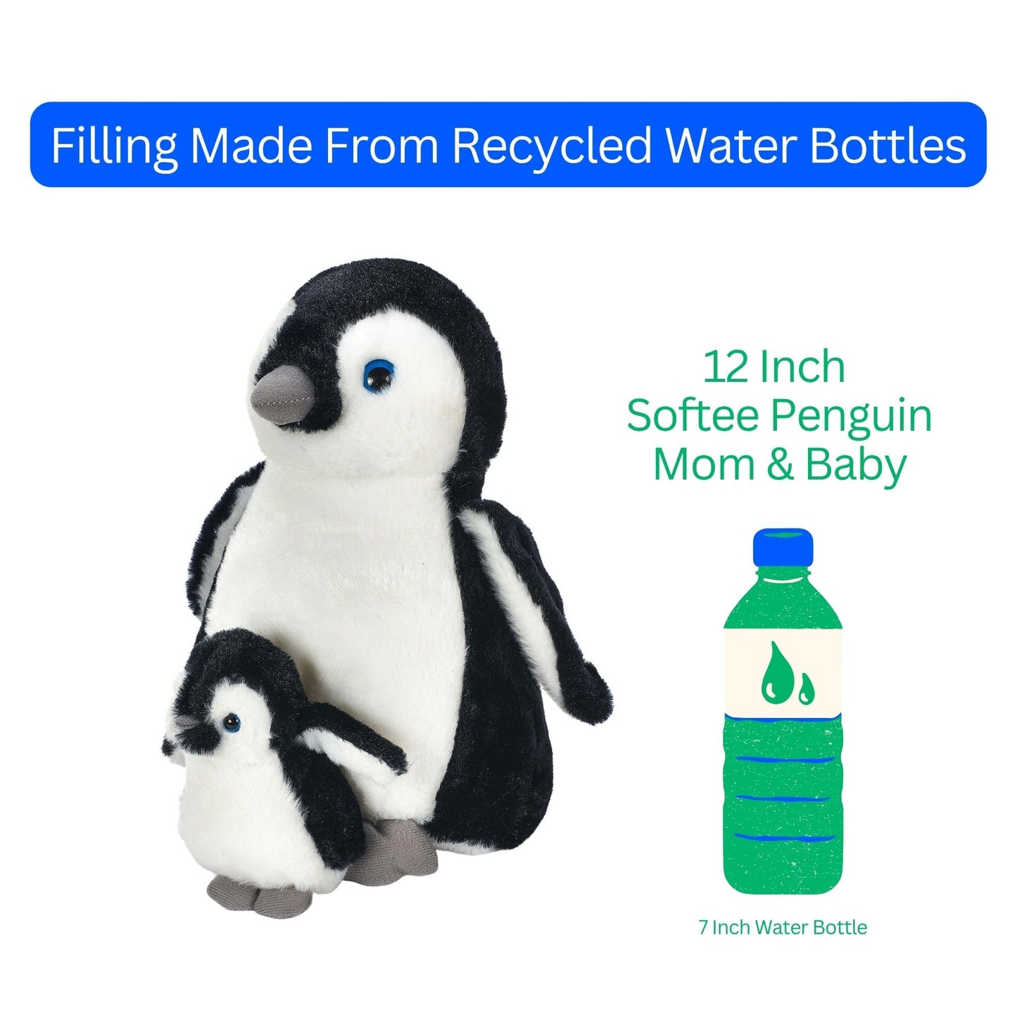 The Petting Zoo Softee Penguin Stuffed Animals, Mom and Baby, Gifts for Kids, Penguin Plush Toy 12 inches