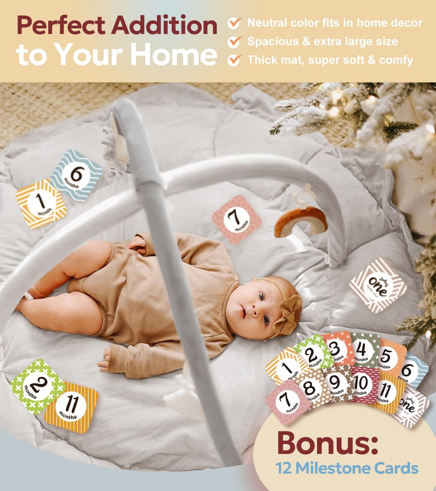 5-in-1 Thick & Plush Baby Play Gym, Baby Play Mats for Floor, Tummy Time Mat with 6 Toys, Convertible Stage-Based Developmental from Babies to Toddlers, Ball Pit, Pet Cushion Cloudico, Grey