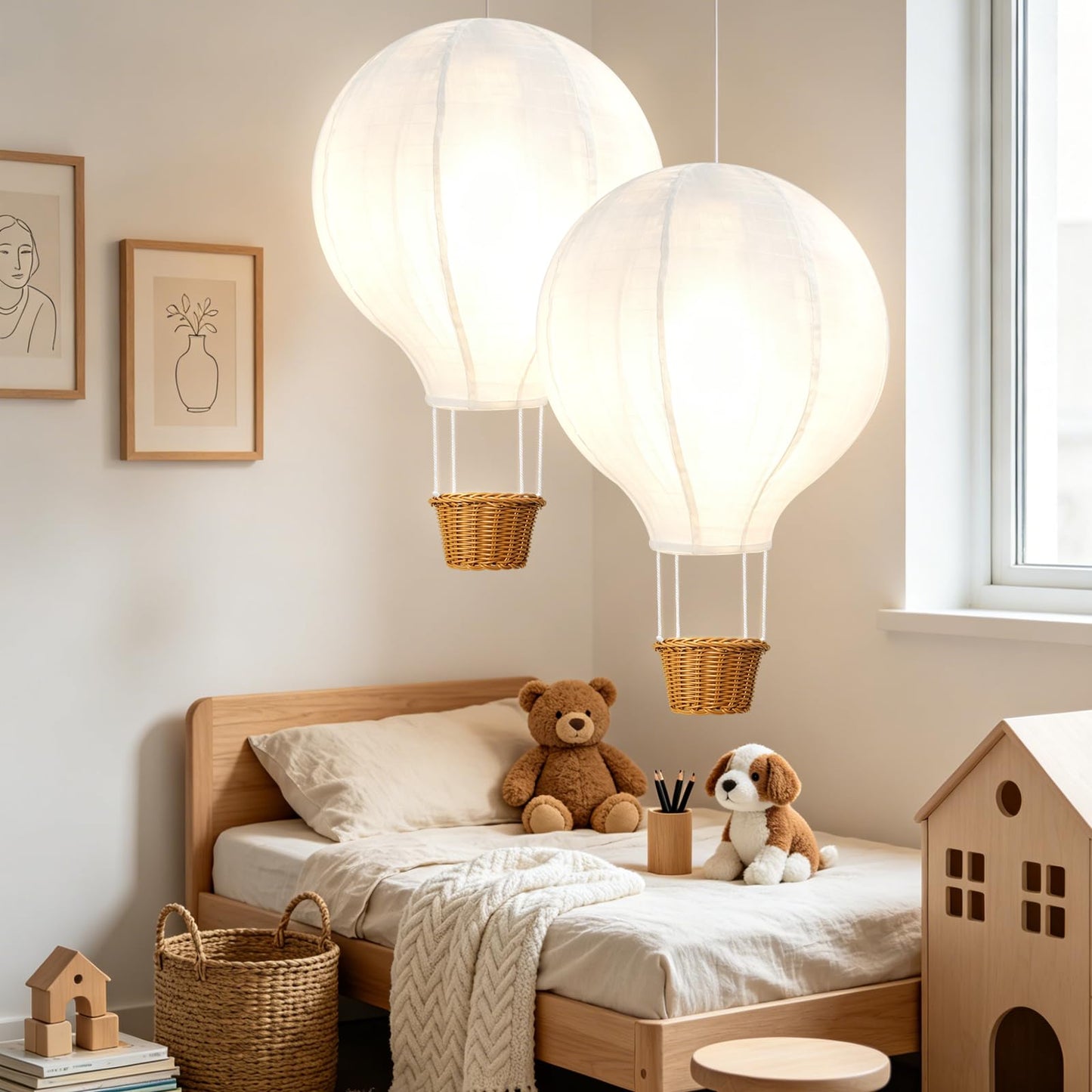 MASTRON 2 PCS Hot Air Balloon Lampshade Without Light, 16 Inch Hot air balloon decorations, Handmade lamp shades Hanging lantern for Nursery, Kids Room, Baby Shower Party Decor