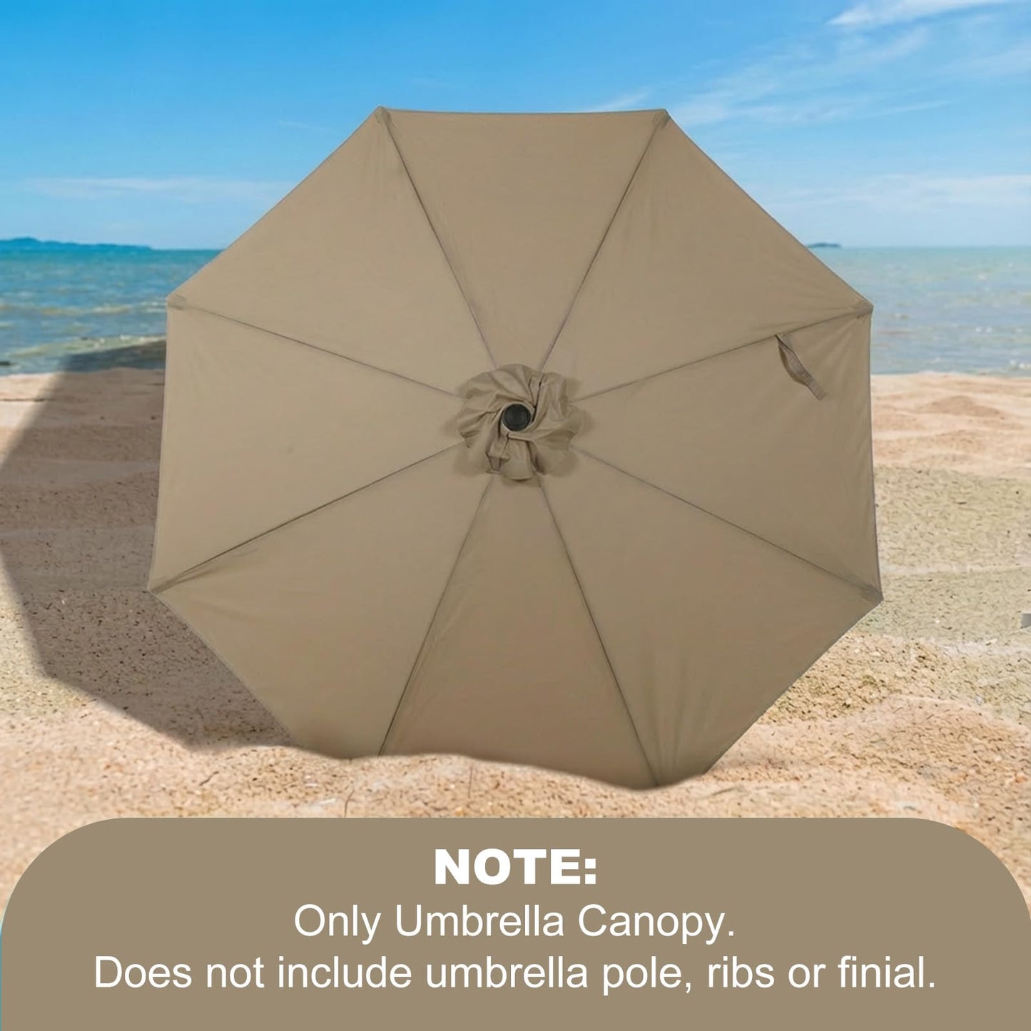 BPS Patio Umbrella Replacement Canopy for 10 ft 8 Ribs Table Umbrella, Outdoor Umbrella Replacement for Market Parasol, Coastal Khaki Canopy Only