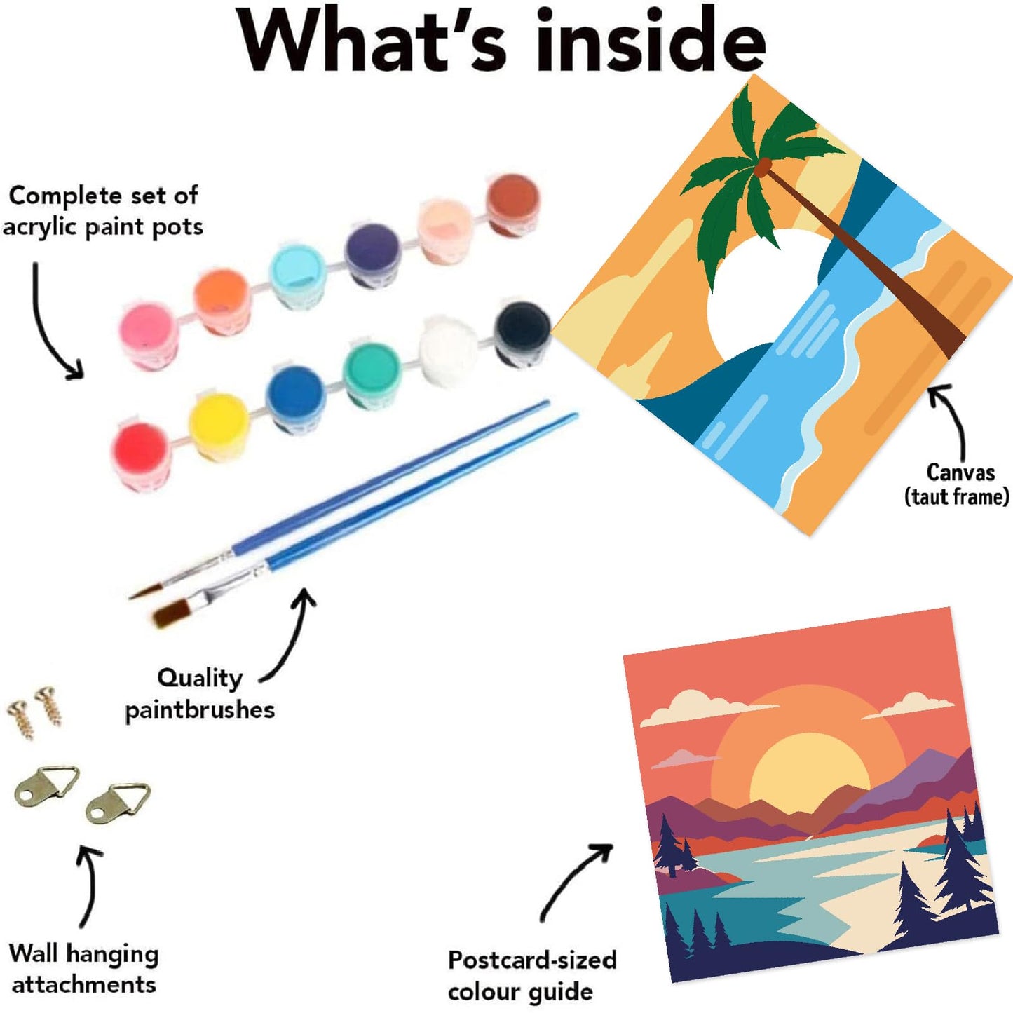 FQOVKYN 4 Framed Landscape DIY Paint by Numbers Kit for Adults Beginner, Sunset Easy Painting by Number with Frame, Acrylic Paint Kit Arts and Crafts for Adults for Decor 8x8inch