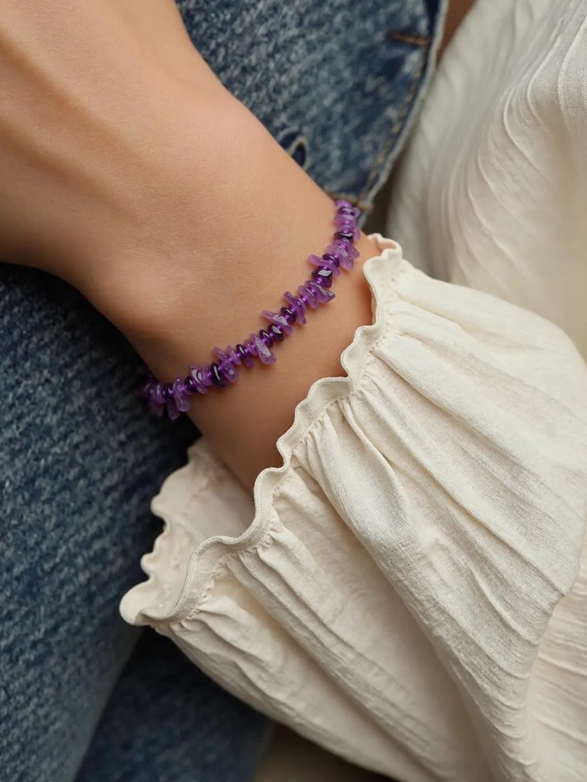 KRYOSAUR Natural Healing Crystal Bracelet Set, 12 Pack Multicolor Gemstone Energy Bracelets with Amethyst, Rose Quartz, Tiger Eye, Black Obsidian for Meditation, Protection