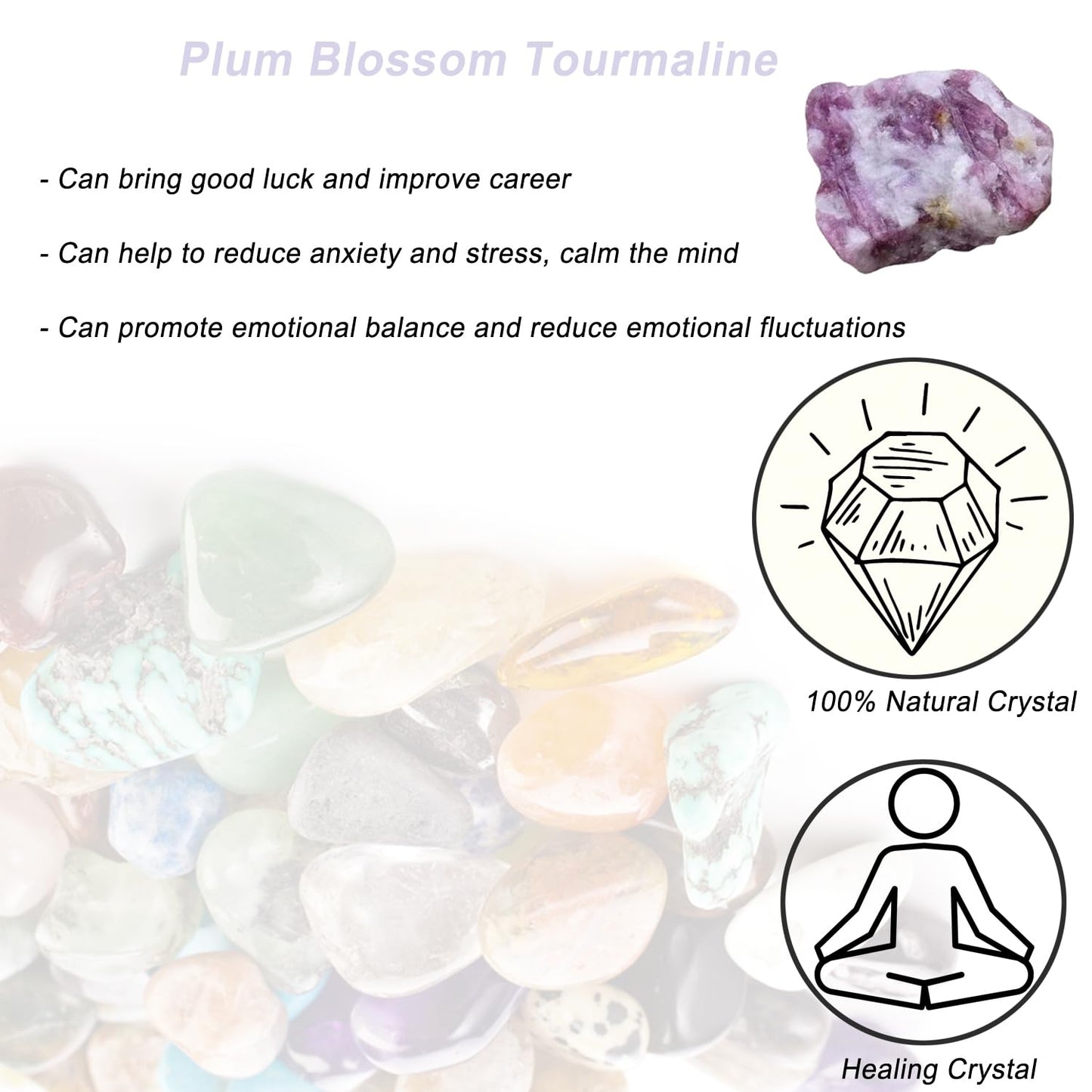 Erliway 1.25-2" Plum Blossom Tourmaline Raw Crystals, Natural Rough Plum Blossom Tourmaline Stone, Healing Stones for Fountain Rock, Home Decor Meditation Energy Balancing Wire Wrapping Reiki