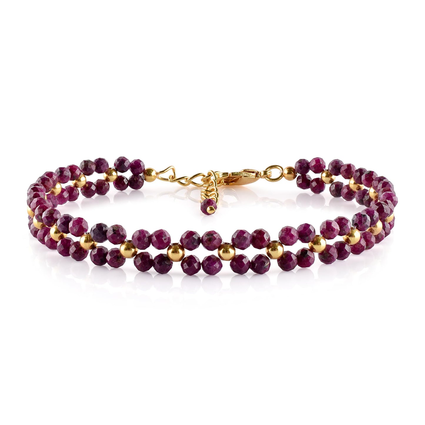 InfinityGemsArt Artisan Ruby Bracelet for Women – Natural July Birthstone Pink Gemstone, Handmade 14K Gold Plated Adjustable Chain, Dainty Chakra Jewelry, Christmas Gift for Her