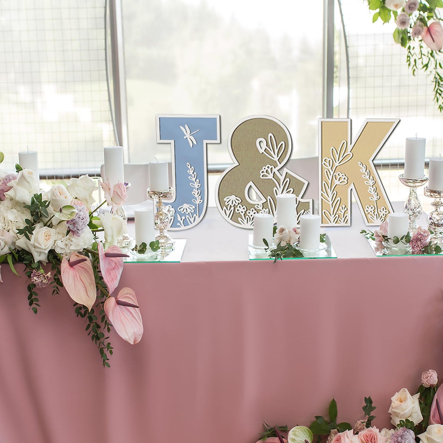 Layered 12 Inch Large Wooden Letters for Wall Decor, Flowered Paintable Wooden Nursery Letters for Crafts Wood Alphabet Letter A for Birthday Boho Nursery Name Sign Wedding Home Decoration