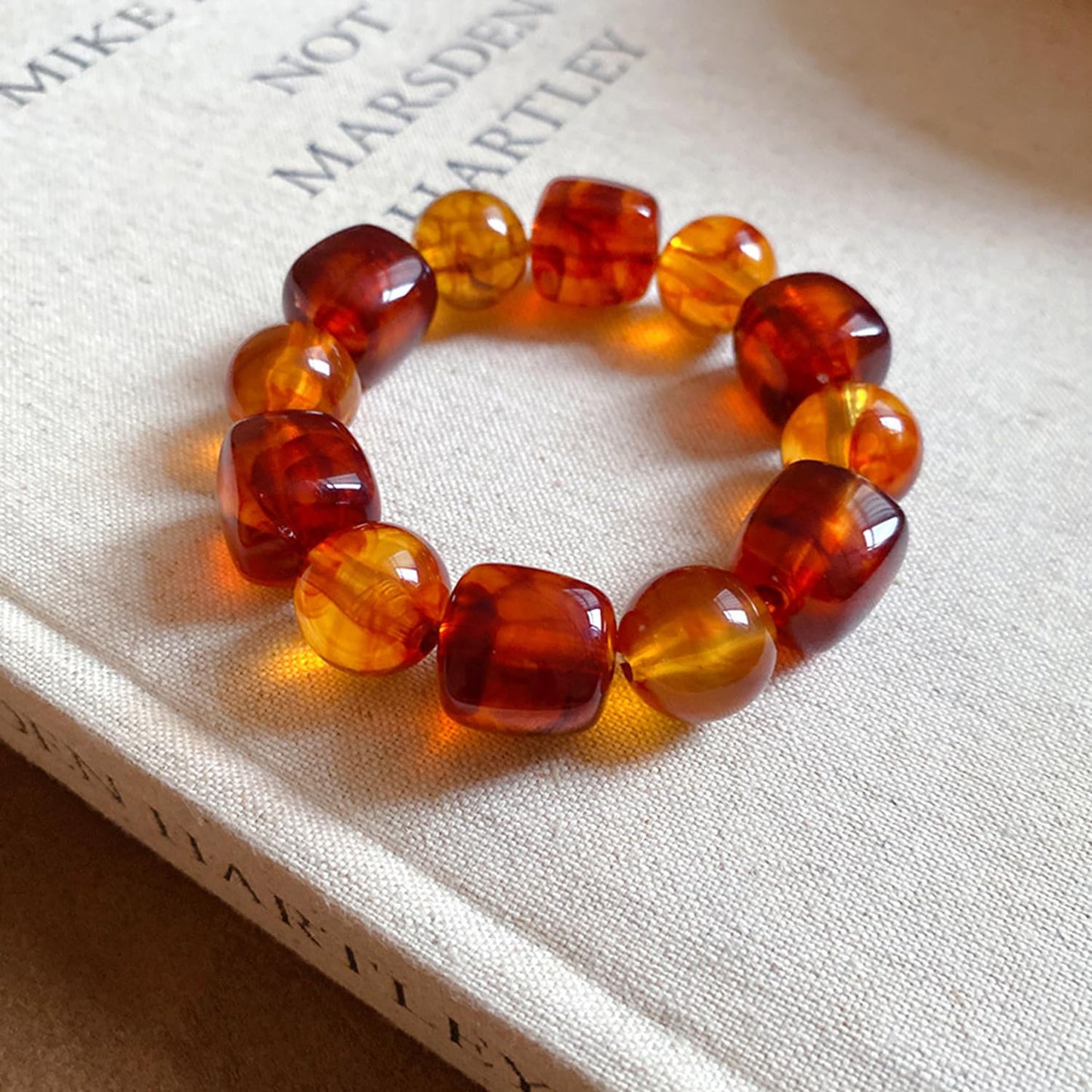 Irregular Resin Chunky Beaded Bracelet for Women Boho Colorful Acrylic Beads Stretch Bracelet Bangle Statement Jewelry Summer Beach Charm Bracelets Fashion Trendy Stone Beads Cuff Bracelets (Brown)