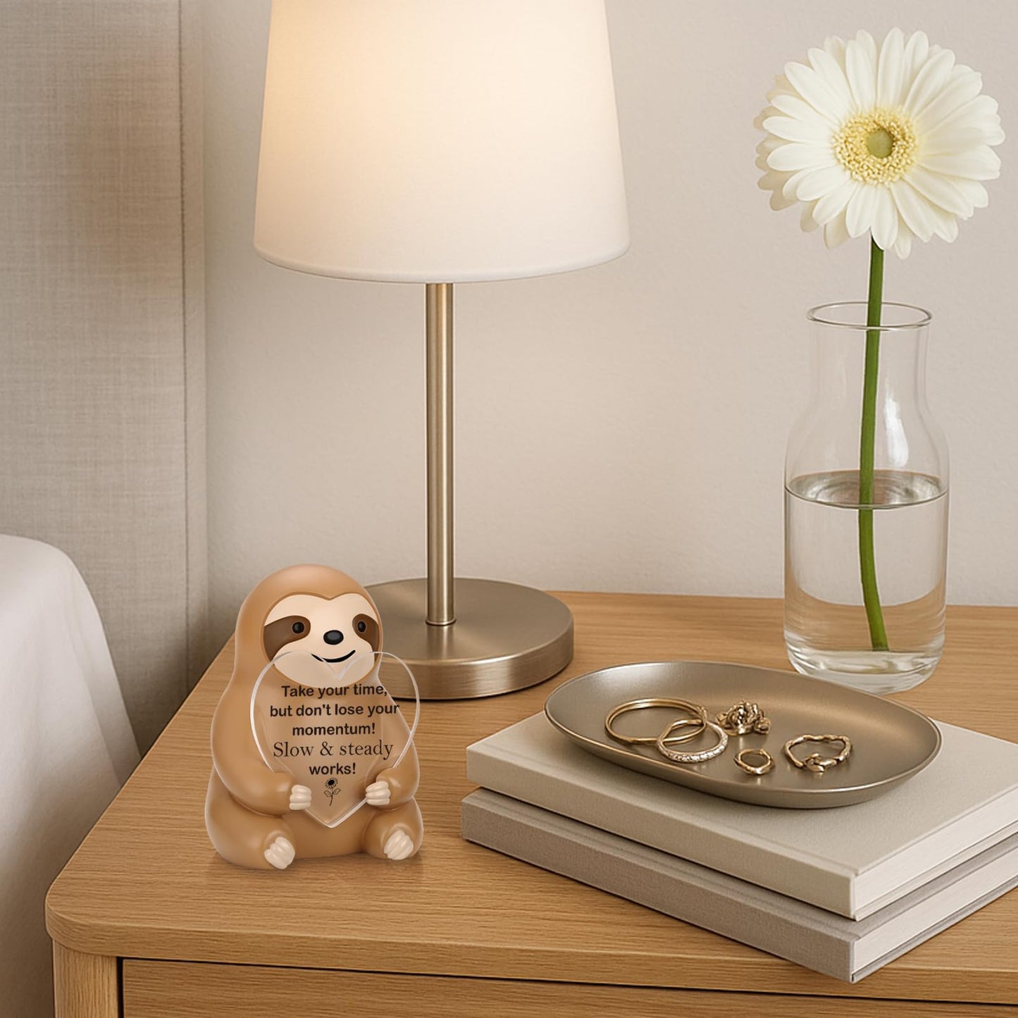 Sloth Figurine Inspirational Desk Decor, Positive Resin Sculpture Gift for Women Men, Inspirational Desk Buddy Office Décor Keepsake for Coworker Friend Student Birthday Graduation Christmas ES007