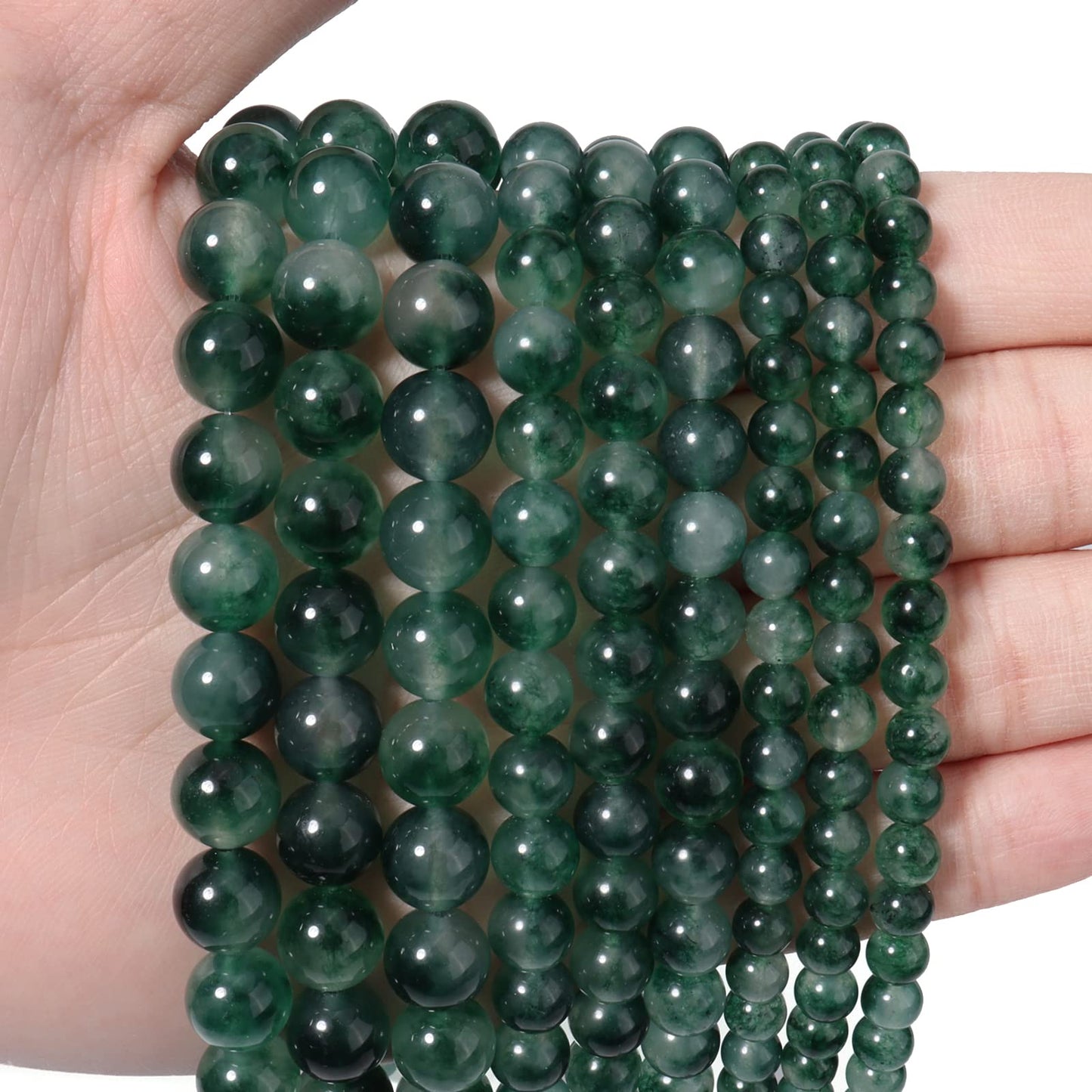 35pcs 10mm Natural Stone Beads Green Chalcedony Beads Energy Crystal Healing Power Gemstone for Jewelry Making, DIY Bracelet Necklace