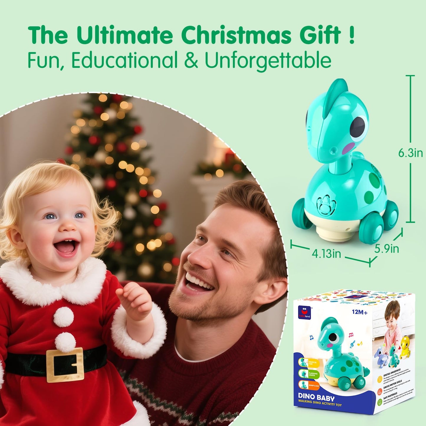 CubicFun Baby Toys 12-18 Months - Touch & Go Musical Light Tummy Time Infant Baby Crawling Toys 12 Months, Toddler Travel Toy for 1 Year Old Boy Birthday Easter Basket Stuffers