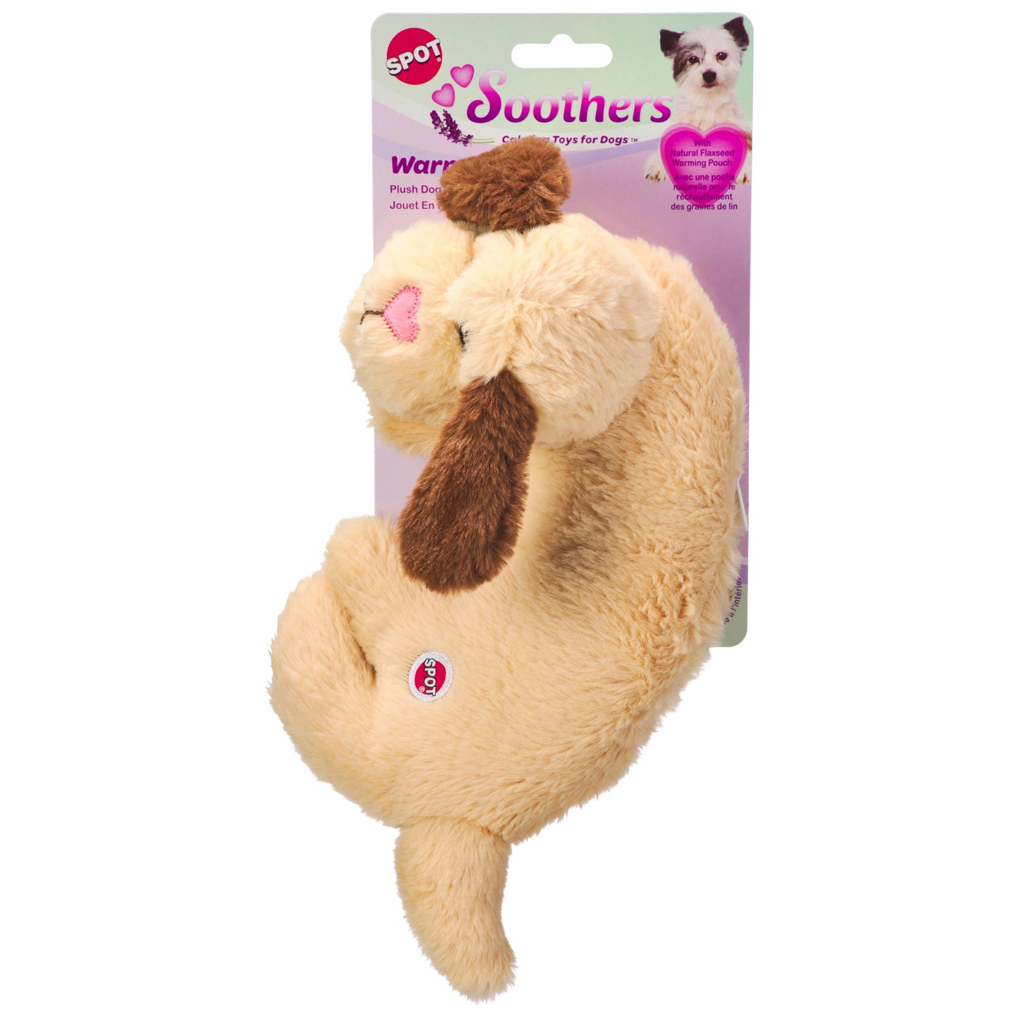 SPOT Soothers- Warm Hug Pal - Calming Plush Dog Toy with Lavender Scented Beads, Removable Squeaker, Microwavable Warming Pouch, Separation Anxiety Relief, for Medium to Large Dogs and Puppies, 10in