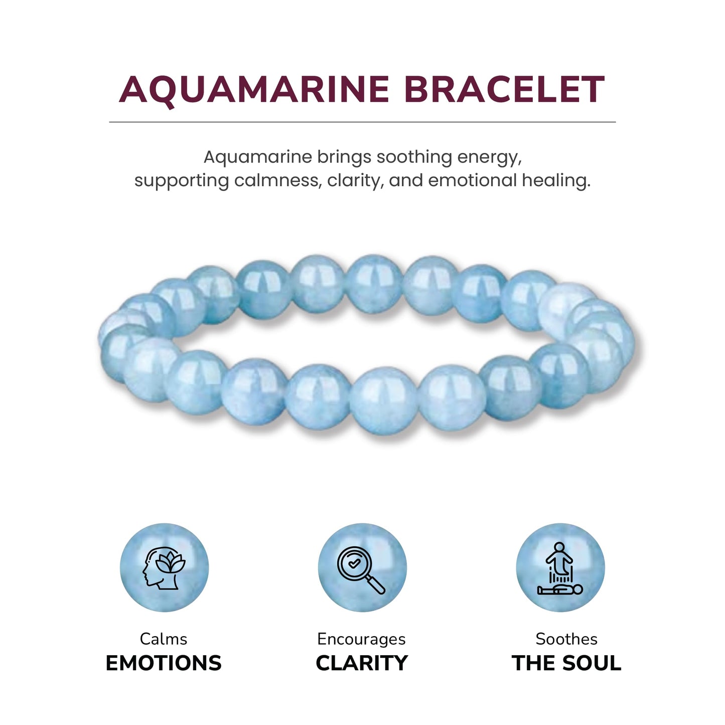 Crystal Vibe Natural Aquamarine Bracelet - Bring Positive Energy - Healing Stone Aquamarine Crystal Bracelet for Everlasting Joy