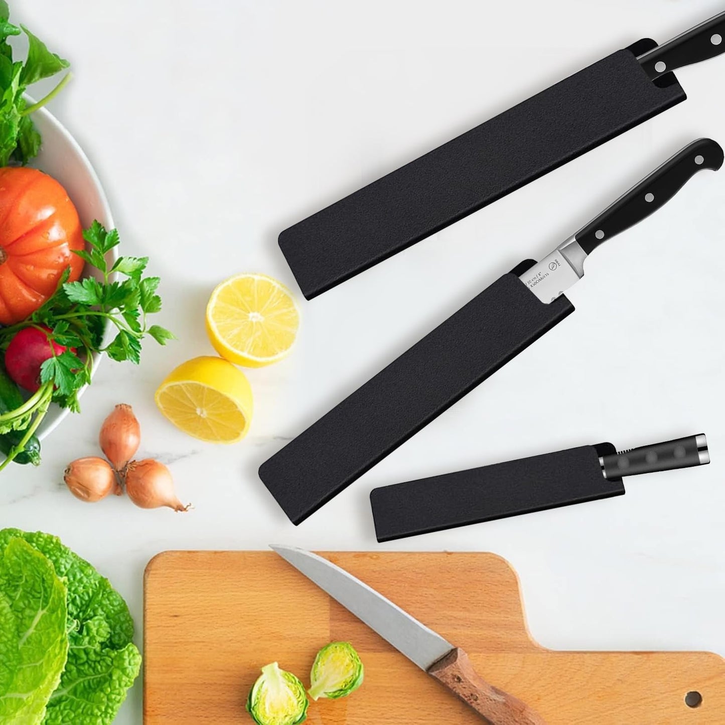 Qchengsan Chef Knife Roll Bag with Knife Edge Guards Set,Universal Knife Sheath Guard Blade Cover or Sleeves for Chef Traveling,Non-BPA,Gifts for Men Dad Father