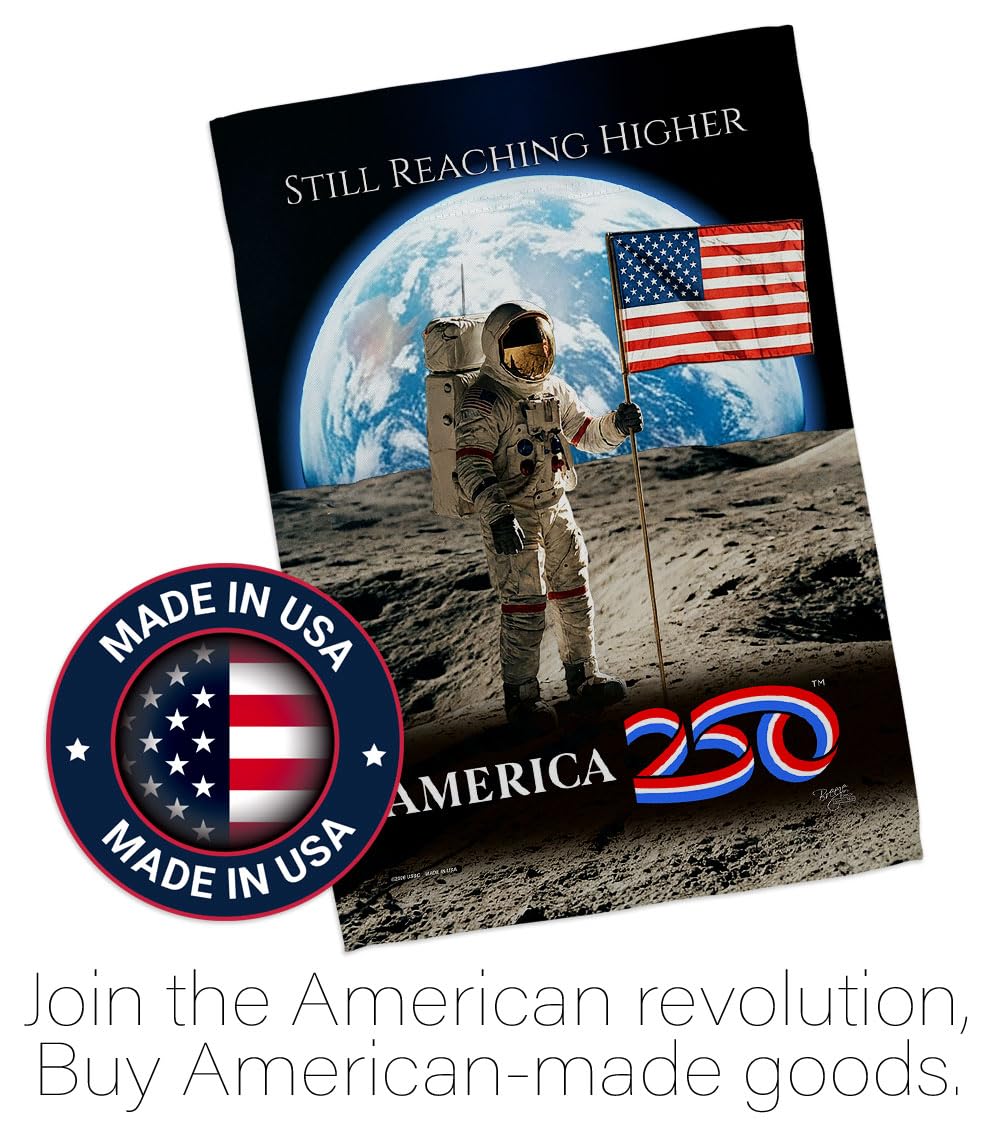 America 250 Flag Astronaut Milestone Moon Landing Garden Poster 2 Pcs Pack Official Licensed Merchandise Garve Yard Decor Canvas Print Textile Woven Tapestry USA 250th Anniversary Decoration Gift