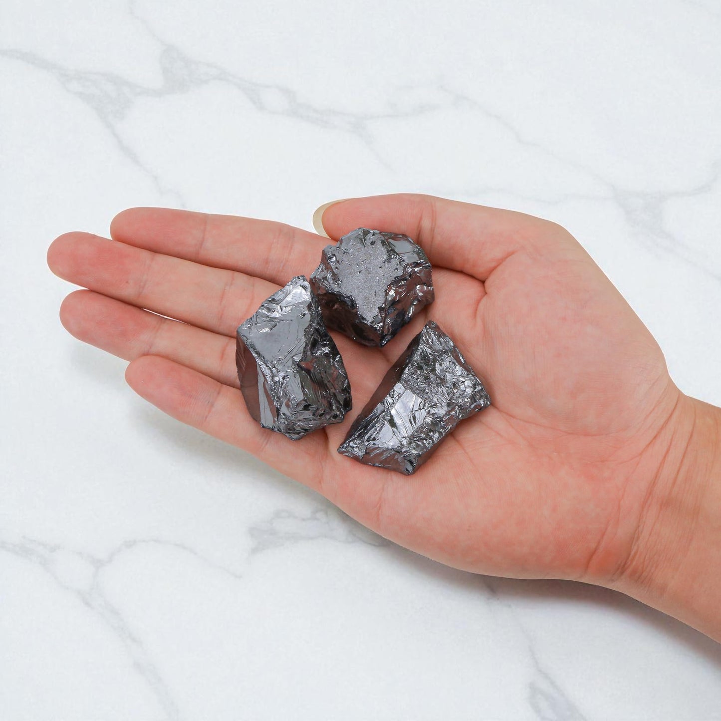 100g (1-3 Stones) Terahertz Raw Stone Bulk Gemstones Crystals – Natural Irregular Rough Quartz Minerals, Lot Healing Stones, Collections Origin Crystal Home Decor Gift, Metallic Gray, Approx 40–50mm