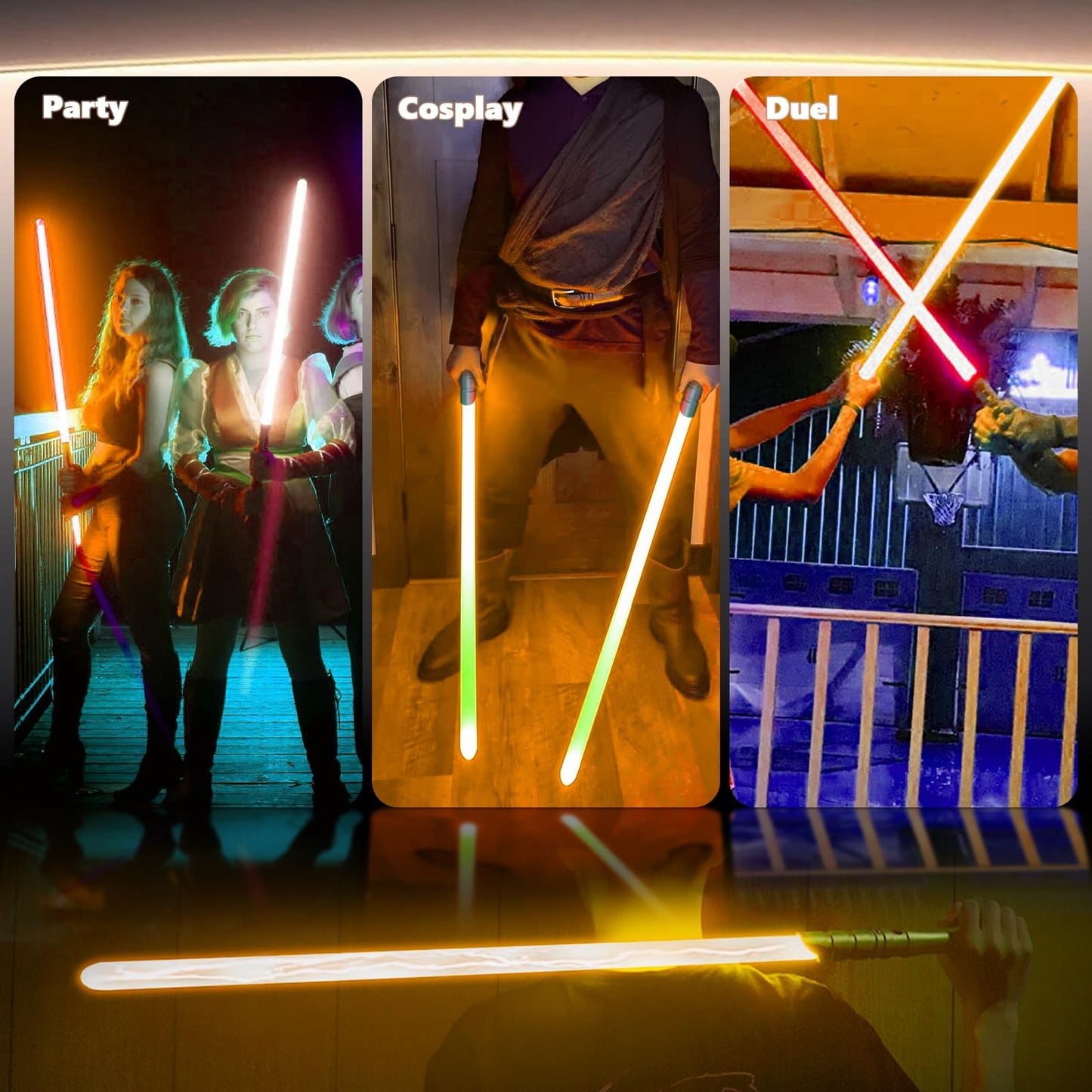 YDDSABER 38.3inch Lightsaber,Metal Duel Light Sabers,4 Sound Fonts,USB Rechargeable Light Swords with Loud Sound,Swing, Blaster,Adults Kids Cosplay Props Birthday Xmas Gift(Orange)