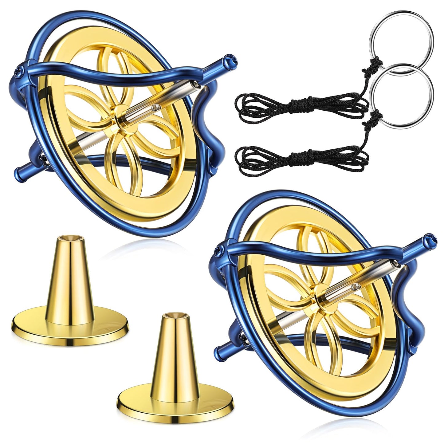 meekoo 2 Packs Gyroscope Toys Metal Anti Gravity Colorful Precision Top Gyroscope for Christmas Educational Birthday Gifts(Blue, Gold)