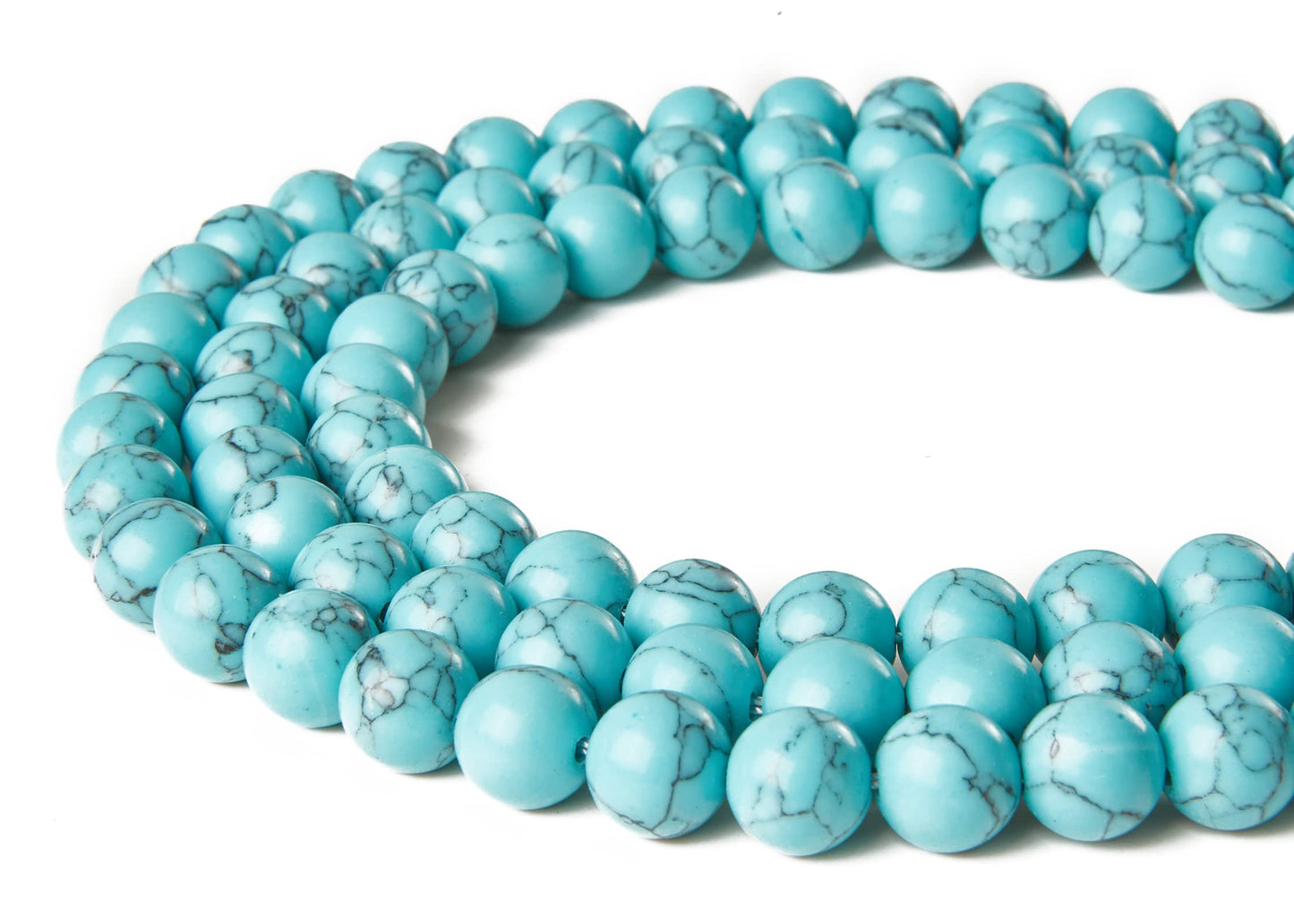 60pcs 6mm Blue Turquoise Beads Natural Gemstone Beads Round Loose Beads for Jewelry Making