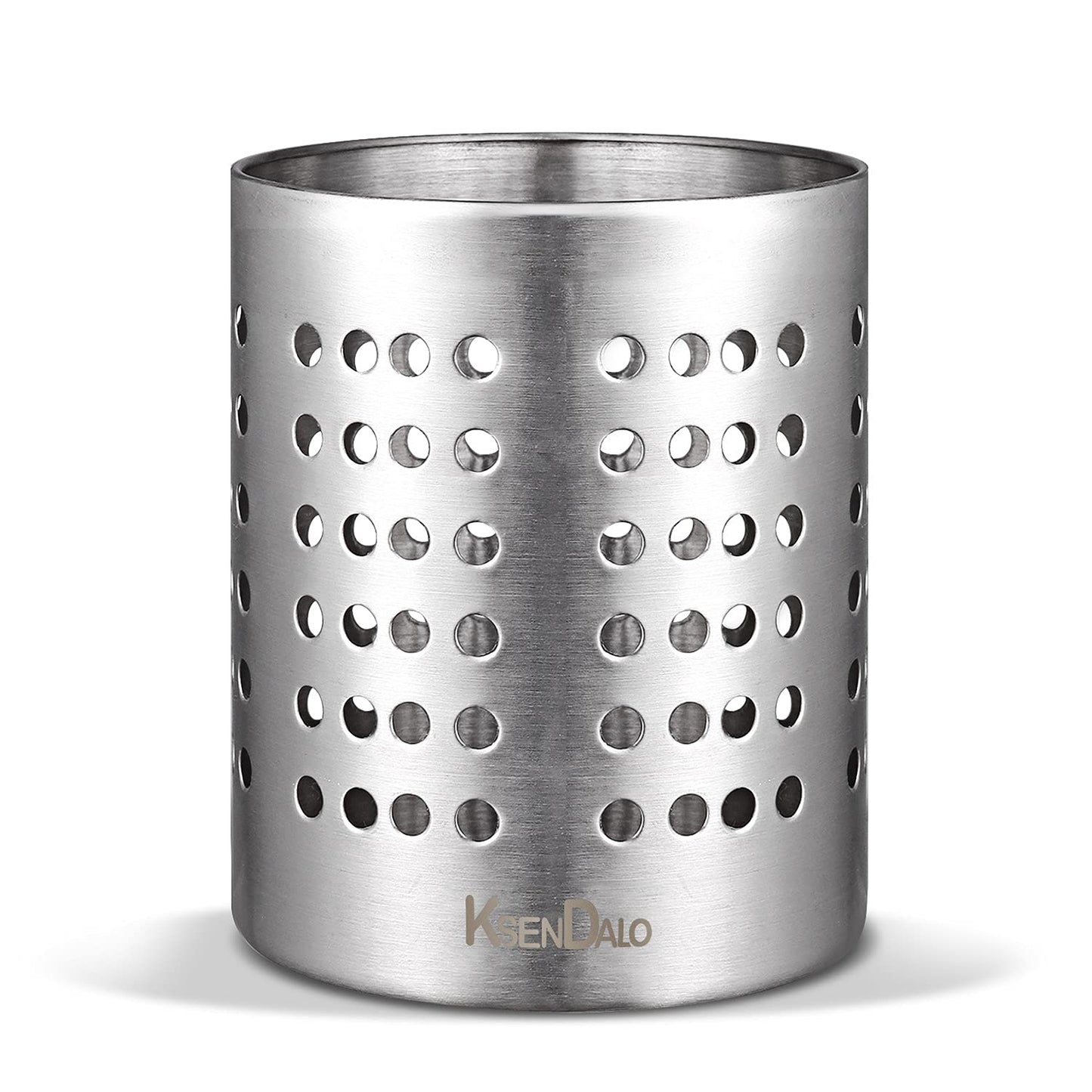 KSENDALO Small Stainless Steel Utensil Holder, SUS304 Silverware Utensil Drying Rack, Utility Sturdy Home Kitchen Daily Use Utensil Drainer for Countertop, Silver (5.32inch Tall)