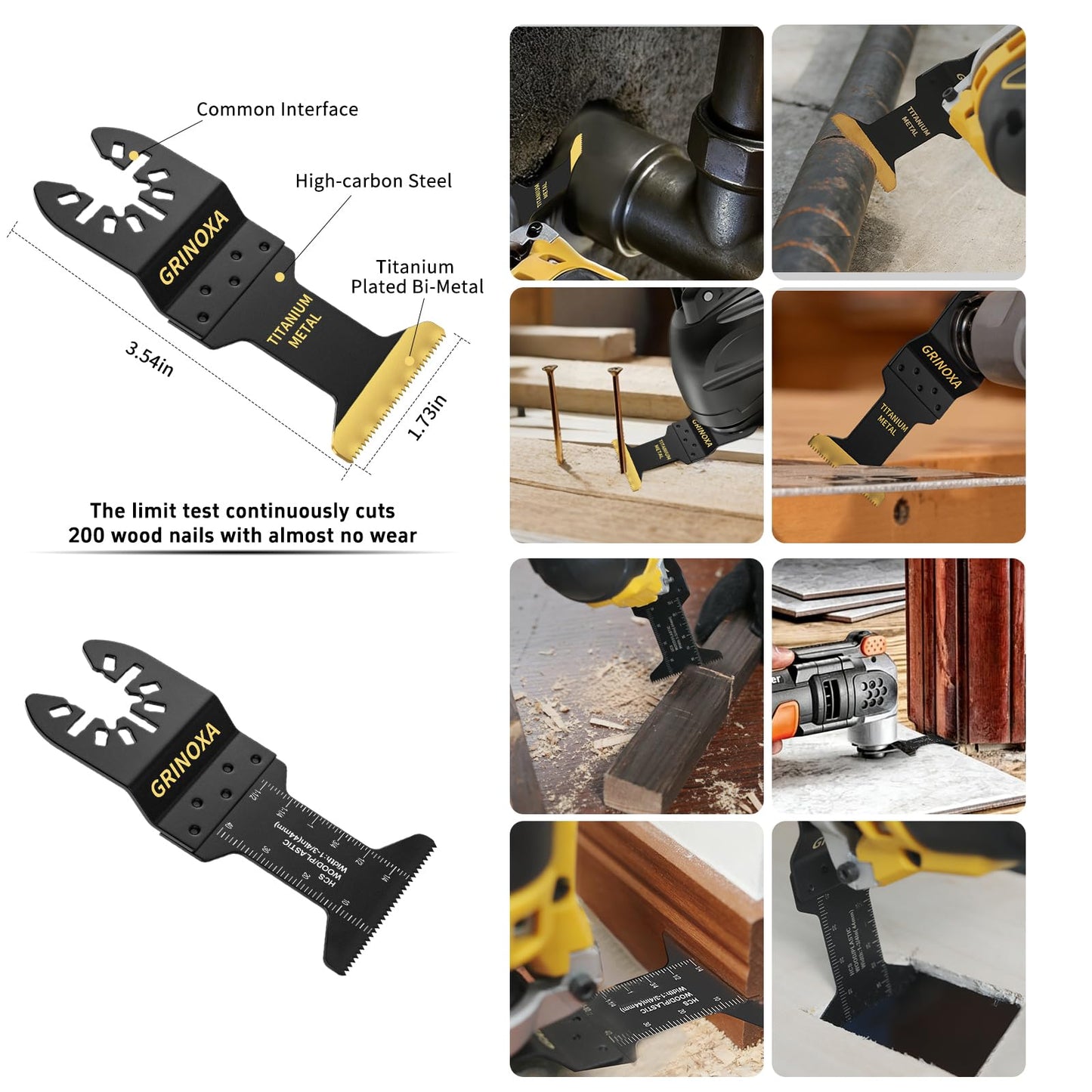 100PCS Multitool Blades Kits, Universal Oscillating Tool Blades for Wood Plastics Metal Cutting, Multitool Quick Release Oscillating Saw Blades Fit for Dewalt Milwaukee Ryobi Fein