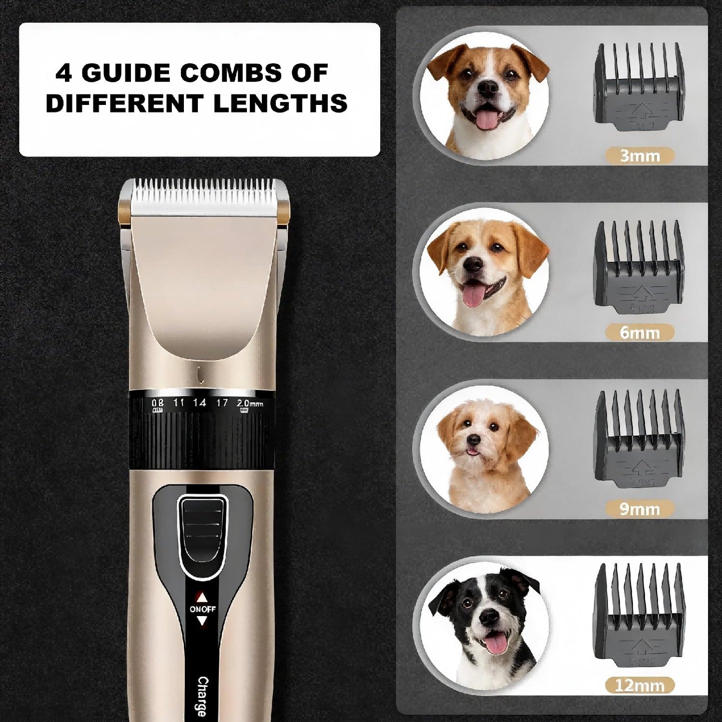 SIRUP Rechargeable Dog Grooming Kit-Dog Clipper Kit, Pet Shaver Cordless Electric Quiet Hair Clipper Set for Dogs Cats Pets, 12 piece Set