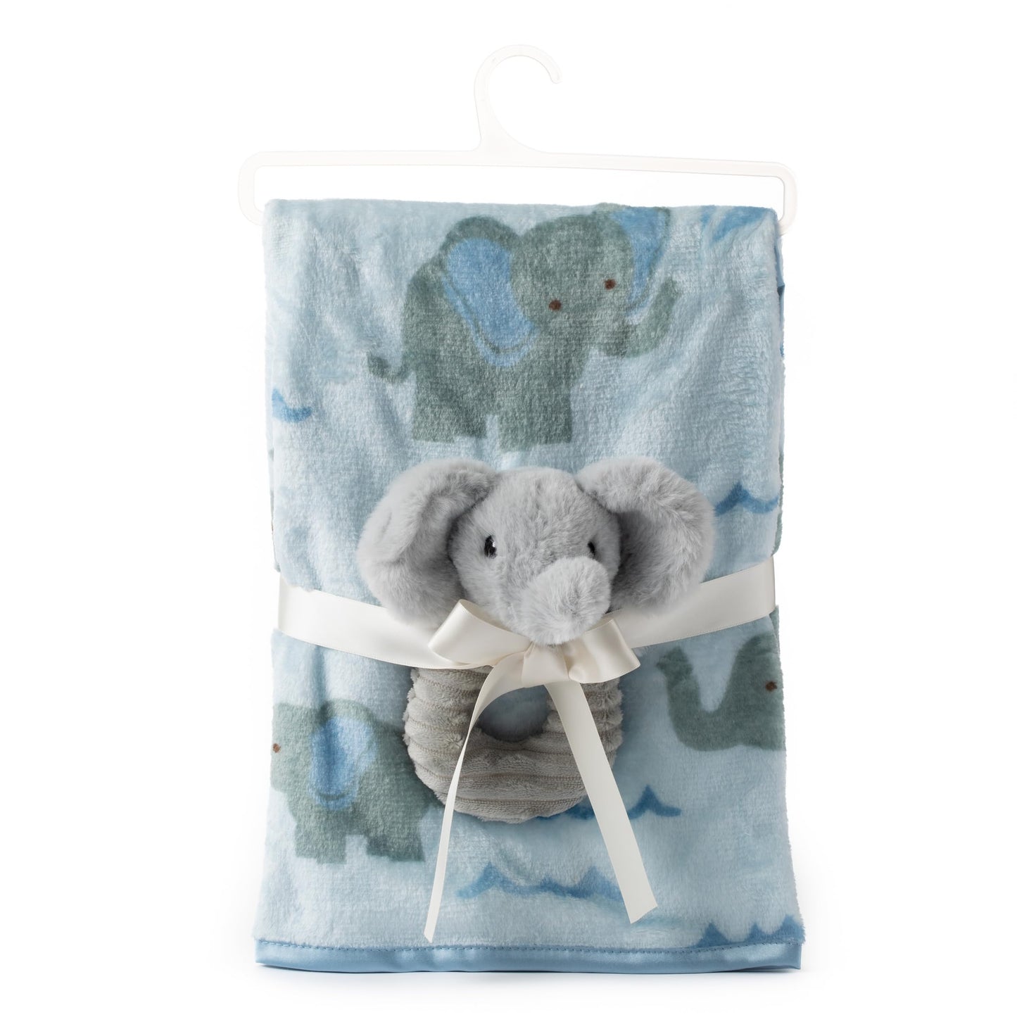 The Petting Zoo Elephant Stuffed Animal Plushie Blanket and Rattle, Gifts for Kids, Bumblez Animals, Grey Elephant Plush Toy, 30 inches