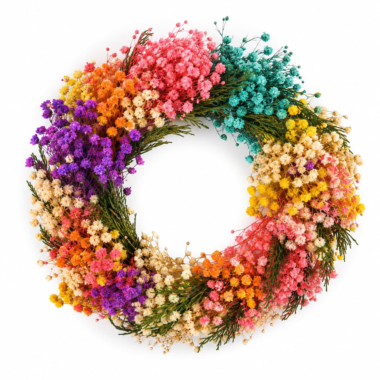 YZXZM 11 Inch Small Dried Flower Wreath – Handmade Baby’s Breath Spring Summer Wreath for Apartment, Nursery, Bedroom, Door & Wall Decor