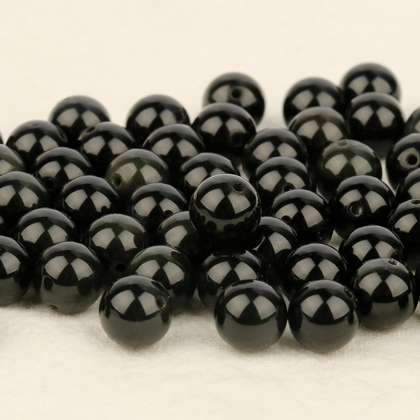 About 60pcs 6mm Natural Stone Beads Black Obsidian Beads Crystal Gemstone for Jewelry Making, DIY Bracelet Necklace