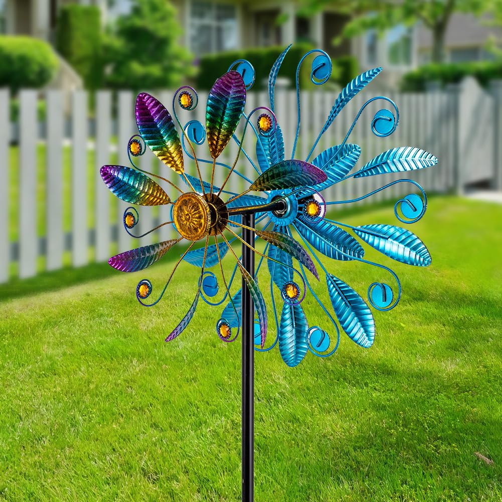 VEWOSTAR Metal Wind Spinners for Outdoor, 360° Spinning Wind Sculpture with Sturdy Metal Stake, Art Decor for Garden, Yard, Patio, Lawn - Ideal Gift for Family & Friends