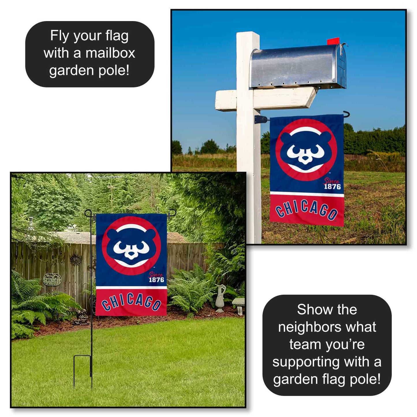 Chicago Baseball Retro Vintage Throwback Double Sided Garden Flag