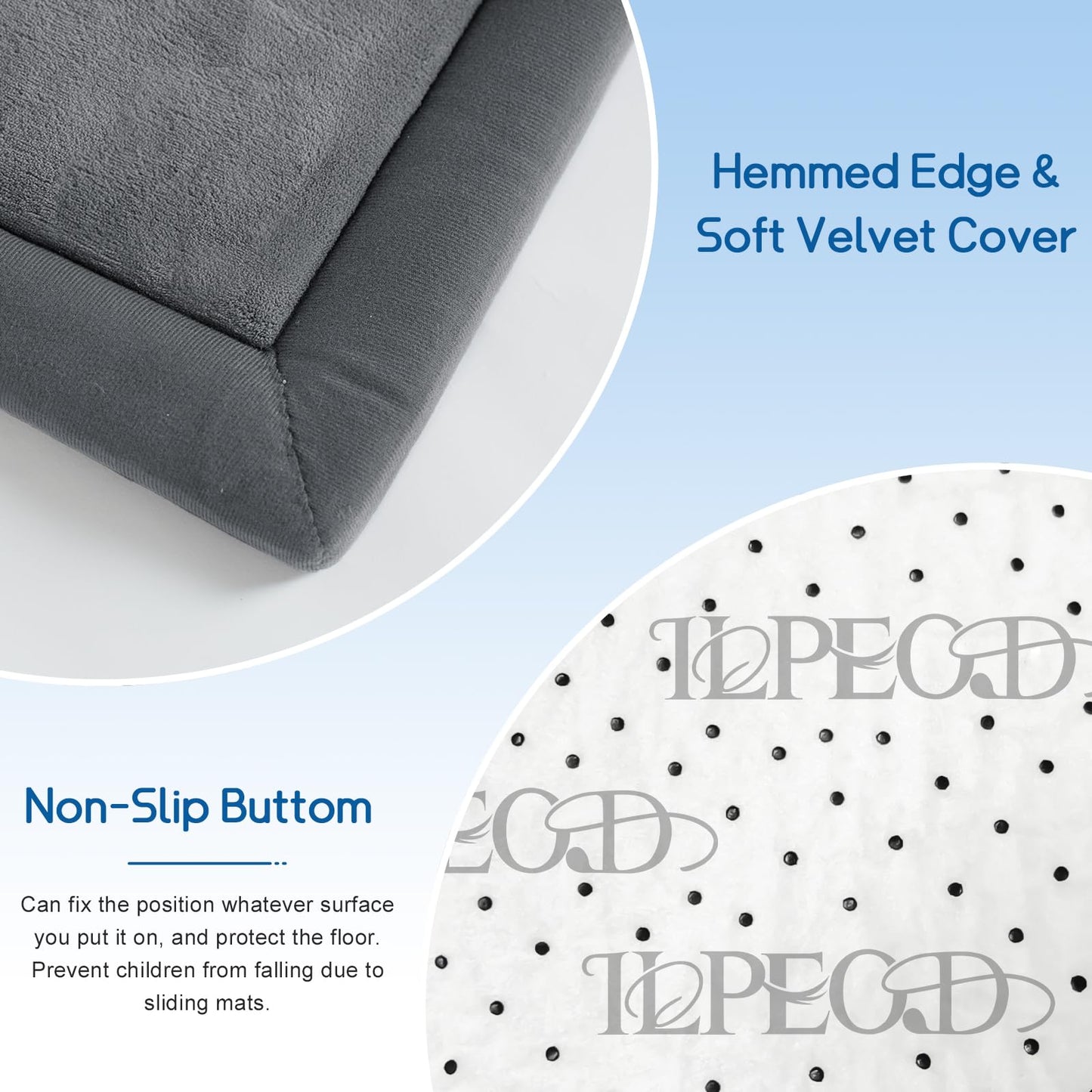 ILPEOD Baby Play Mat for Floor Nursery Rug Muscle Mat Area Rug Playroom Rug 50"x50" Playpen Mat Elastic Foam 1.3" Thick Crawling Mat For Babies,Toddlers, Infants, Kids,Grey