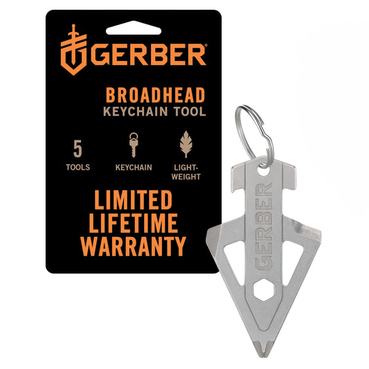 Gerber Gear Broadhead Keychain 5-in-1 Multitool, Clips to Pocket or Keychain with Bottle Opener, Flat Head Driver, Package Opener, Cross Driver and 1/4" Socket, EDC Gear for Everyday Carry