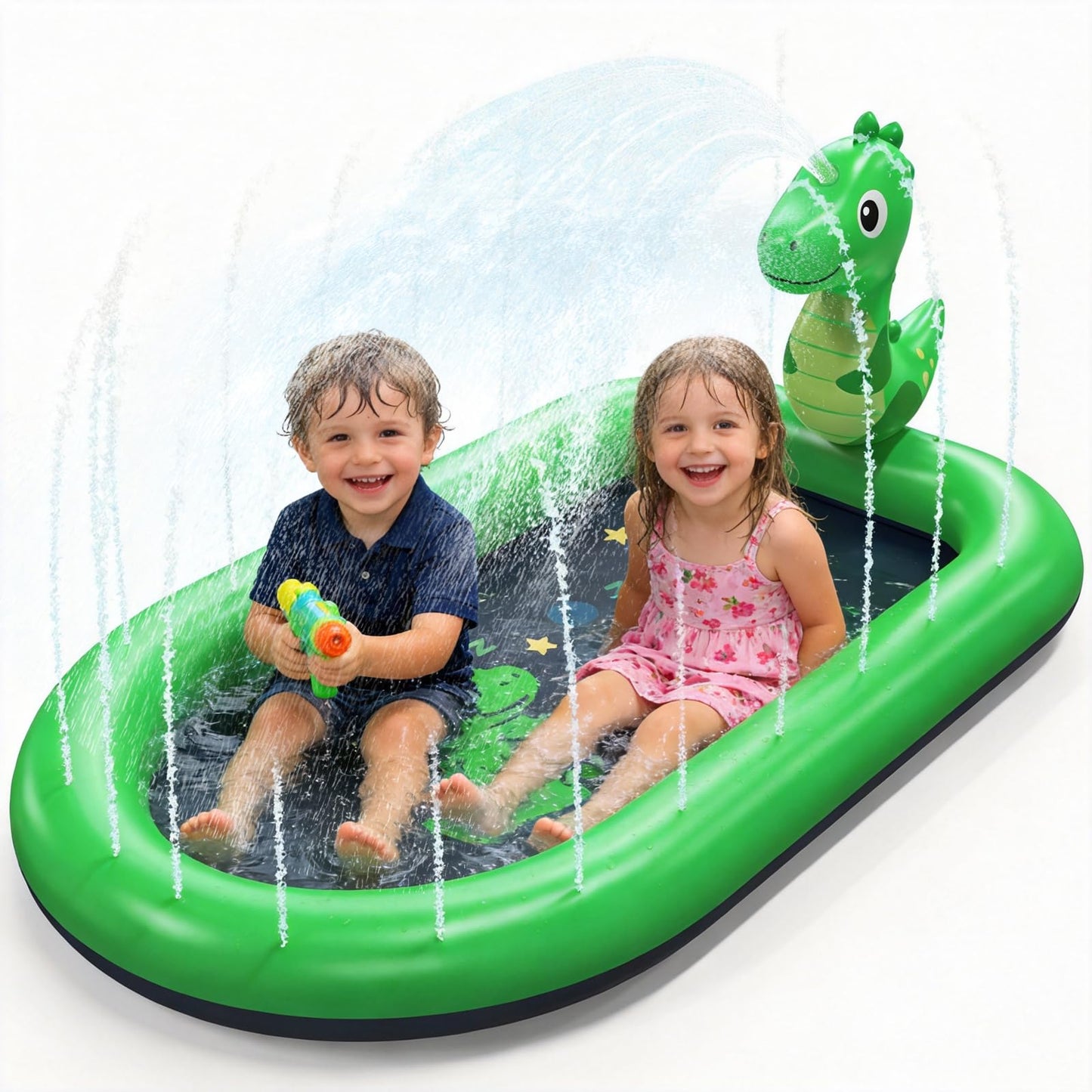 Thrillza Splash Pads for Toddlers, Dinosaur Baby Pool & Water Mat for Babies, Inflatable Splash Pad Water Toys Outdoor Kids Pool for Toddlers, Outside Toys for 1 Year Old Boy Birthday Gifts
