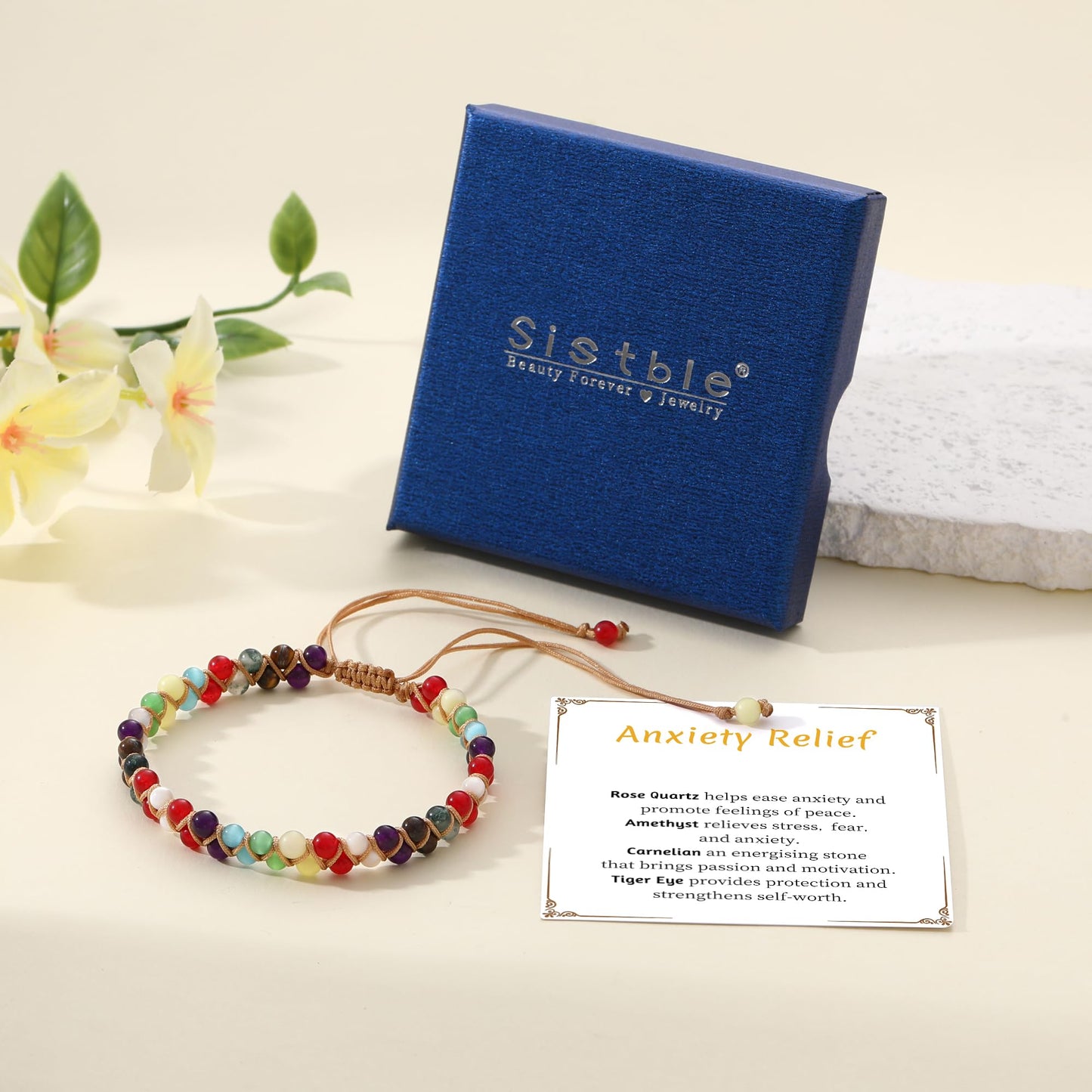 Sistble 7 Chakra Bracelets for Women, Chakra Stones Healing Crystal Bracelet Christmas gift Stocking Stuffers Anxiety Yoga Meditation Relax Spiritual Inspirational Gifts