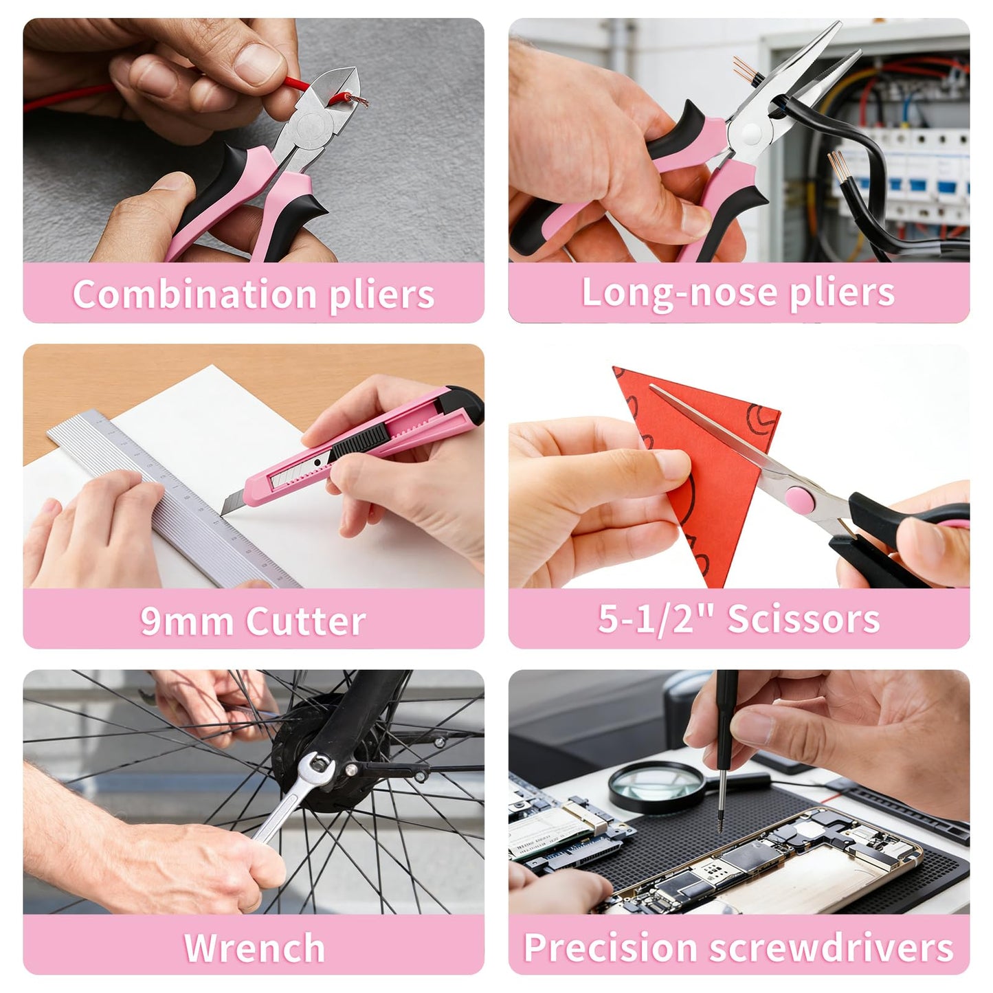 ENERTWIST Pink Tool Kit for Women, 189-Piece Premium Household Hand Tool Set with Lightweight Portable Box, Perfect for Home DIY Repair, Furniture Assembly, Ideal Gift for Women & Housewarming