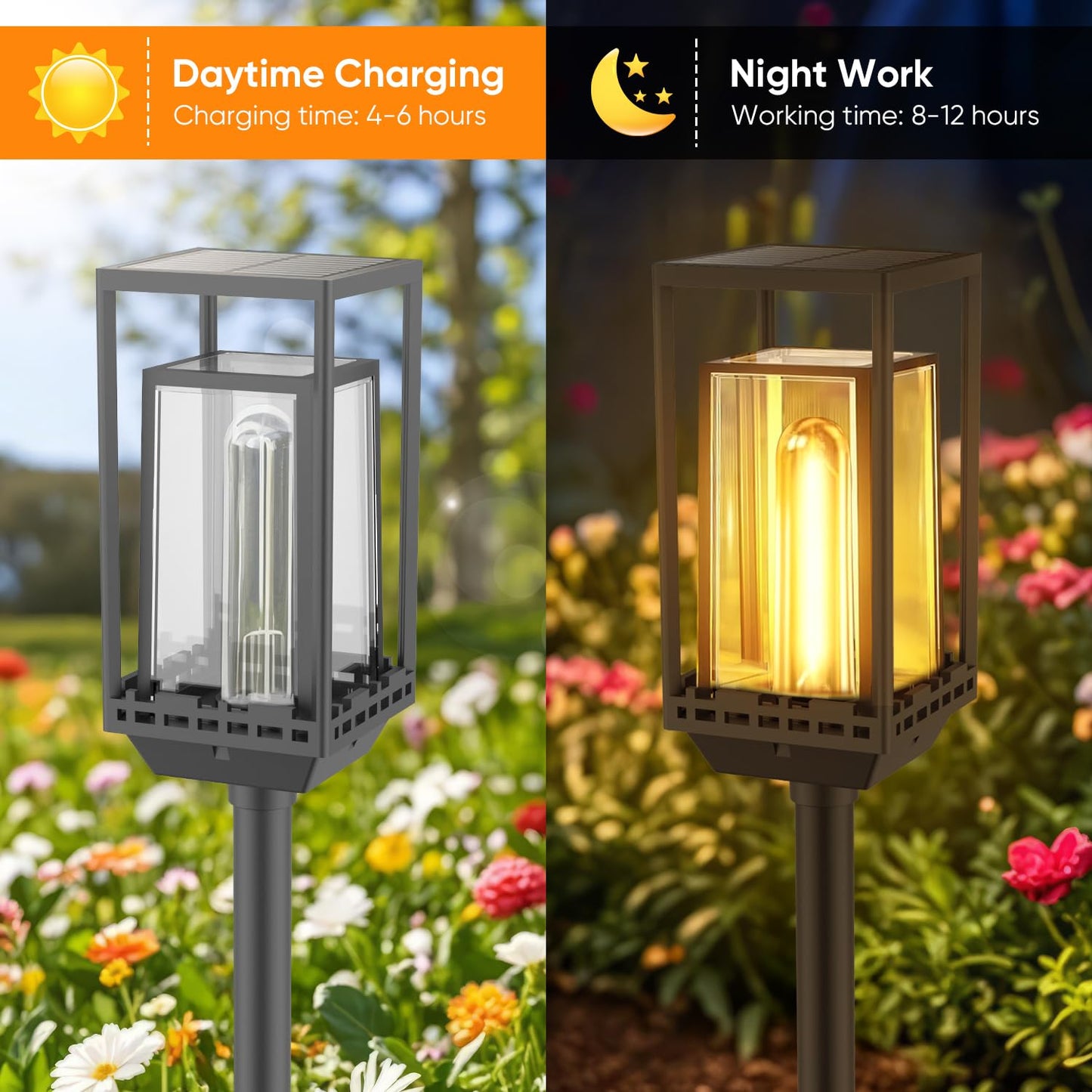 Yorezcop 4 Pack Solar Pathway Lights Outdoor,IP65 Waterproof - Bright Outdoor Solar Lights for Yard,Auto On/Off Pathway Lights Solar Powered,Solar Path Lights for Walkway Driveway Garden