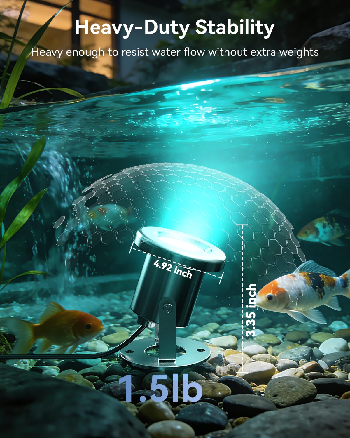 OSREE All in One RGB Underwater Pond Light Kit with APP, 6W IP68 Waterproof Fountain Light with 12V Transformer, Pond Lights LED Underwater for Large Pond Stream Fountain Water Feature, 51FT, 4Pack