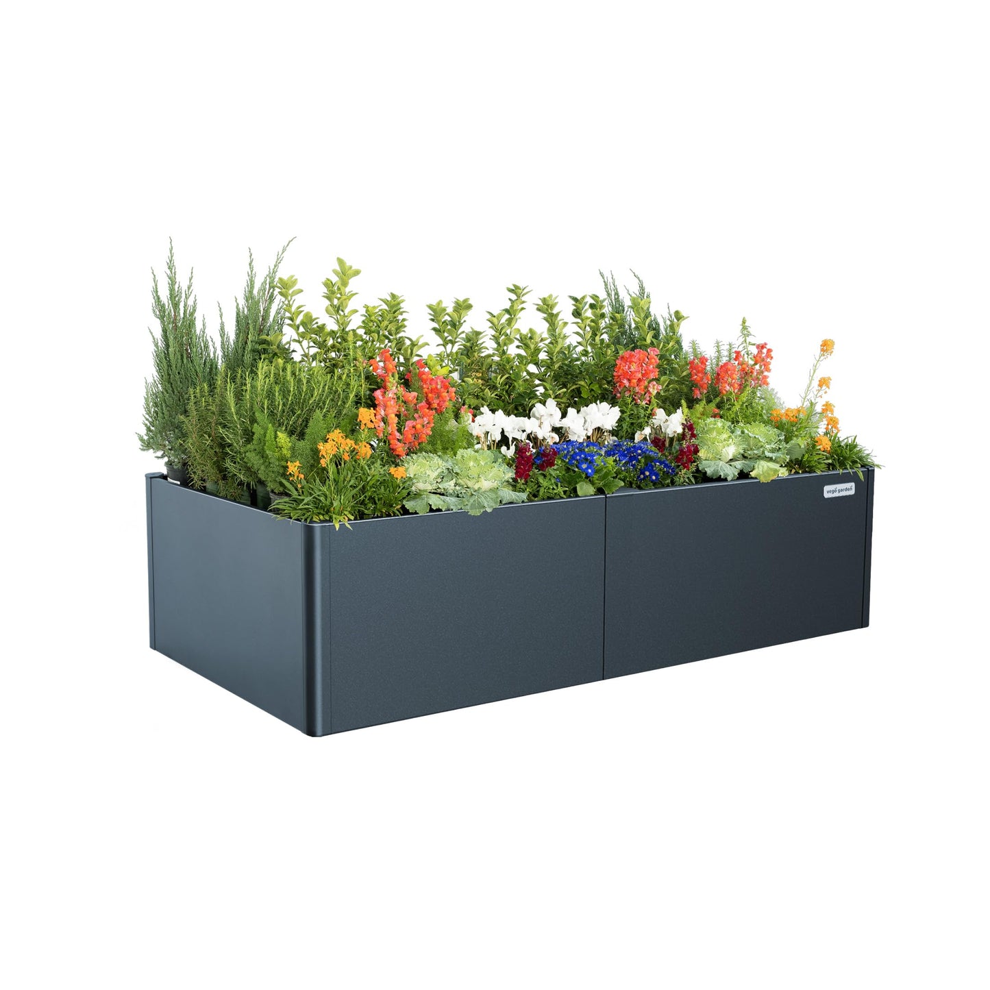Vego garden Modern Raised Garden Bed 17" Tall 42" x 83" Heavy Large Metal Planter Box for Trees Plants Flowers Double-Walled Steel Planters for Commercial Residential Patio, Midnight Blue
