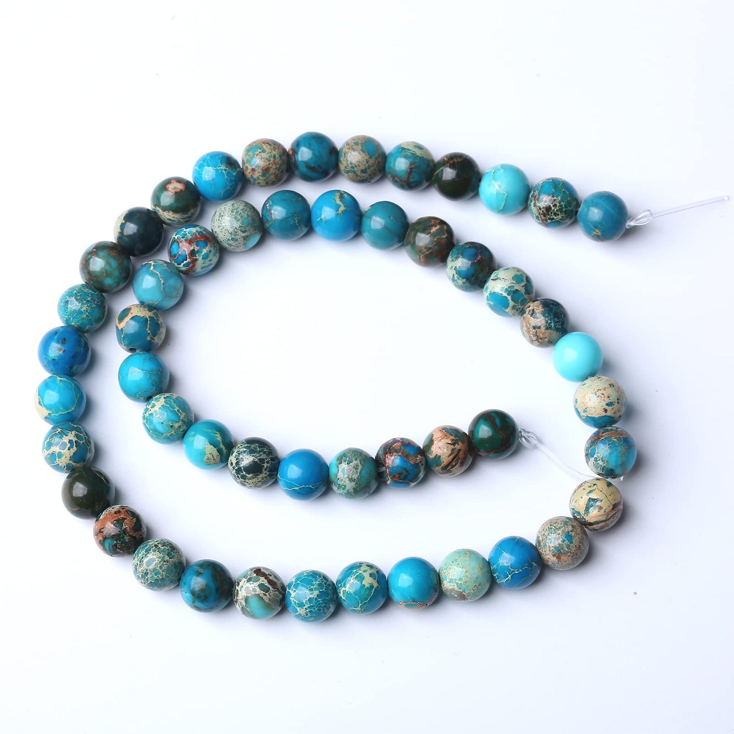 60PCS 6mm Natural Blue Imperial Jasper Beads Round Loose Stone Beads for Jewelry Making for Jewelry Making DIY Bracelet Necklace 15 Inch,Energy Stone Healing Power (6mm, Blue Imperial Jasper Beads)