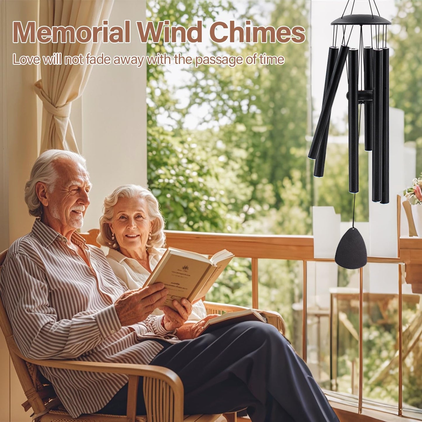 MFEESYOB Wind Chimes for Outside, 32" Outdoor Deep Tone Aluminum Wind Chime, Professionally Tuned E Major Pentatonic, Weather-Resistant Garden Decor, Memorial Gift for Mom