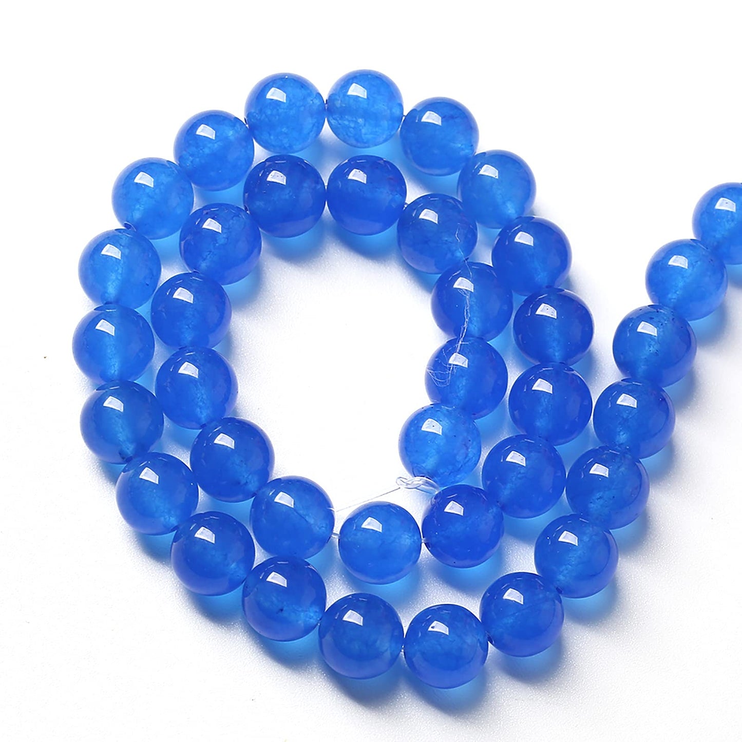 60pcs 6mm Natural Blue Jades Chalcedony Stone Beads Round Loose Spacer Beads for Jewelry Making DIY Bracelets Crystal Energy Healing Power Stone (6mm, Blue Chalcedony)
