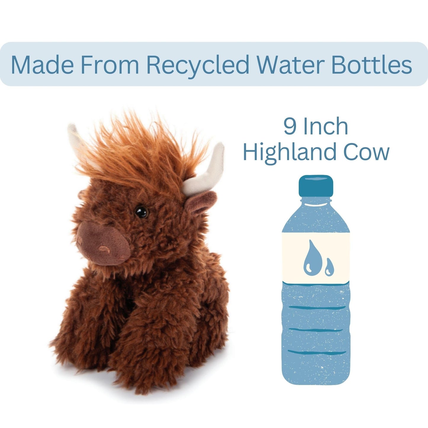 The Petting Zoo Highland Cow Plushie Stuffed Animal, Gifts for Kids, Wild Onez Wildlife Animals, Brown Cow Plush Toy, 9 inches