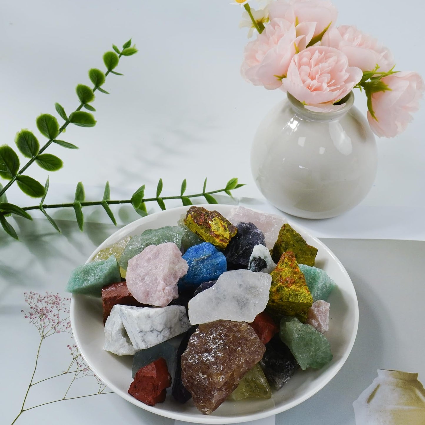 Raw Crystals, Large 1.2-2.0" Healing Crystal Natural Rough Stones for Intuition,Chakra,Meditation,Decoration,Polishing,Energy Work (Greenquartz, 3.5oz-0.8-1.2"raw Crystals)