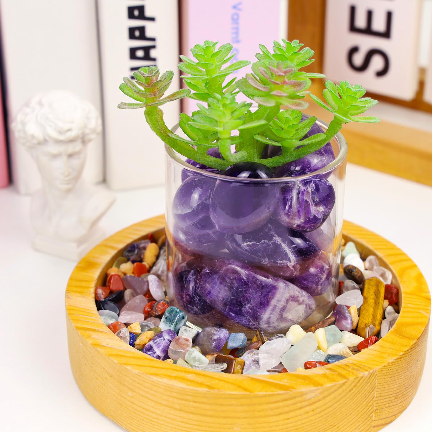 DUQGUHO Amethyst Healing Crystals Stones Set Natural Bulk Crystals Tumbled Polished Irregular Crystal Stones Bulk Rocks 0.45 lbs