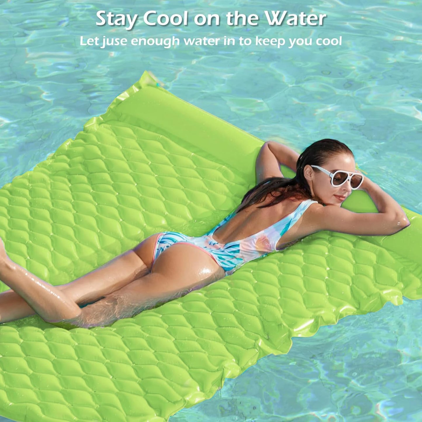 Jasonwell Floating Mat Pool Floats - Giant Inflatable Pool Float Lake Raft Lounge Floating Water Mat for Swimming Pool Floatie Lounger Beach Pool Party Toy for Adults & Kids (CH, XL)