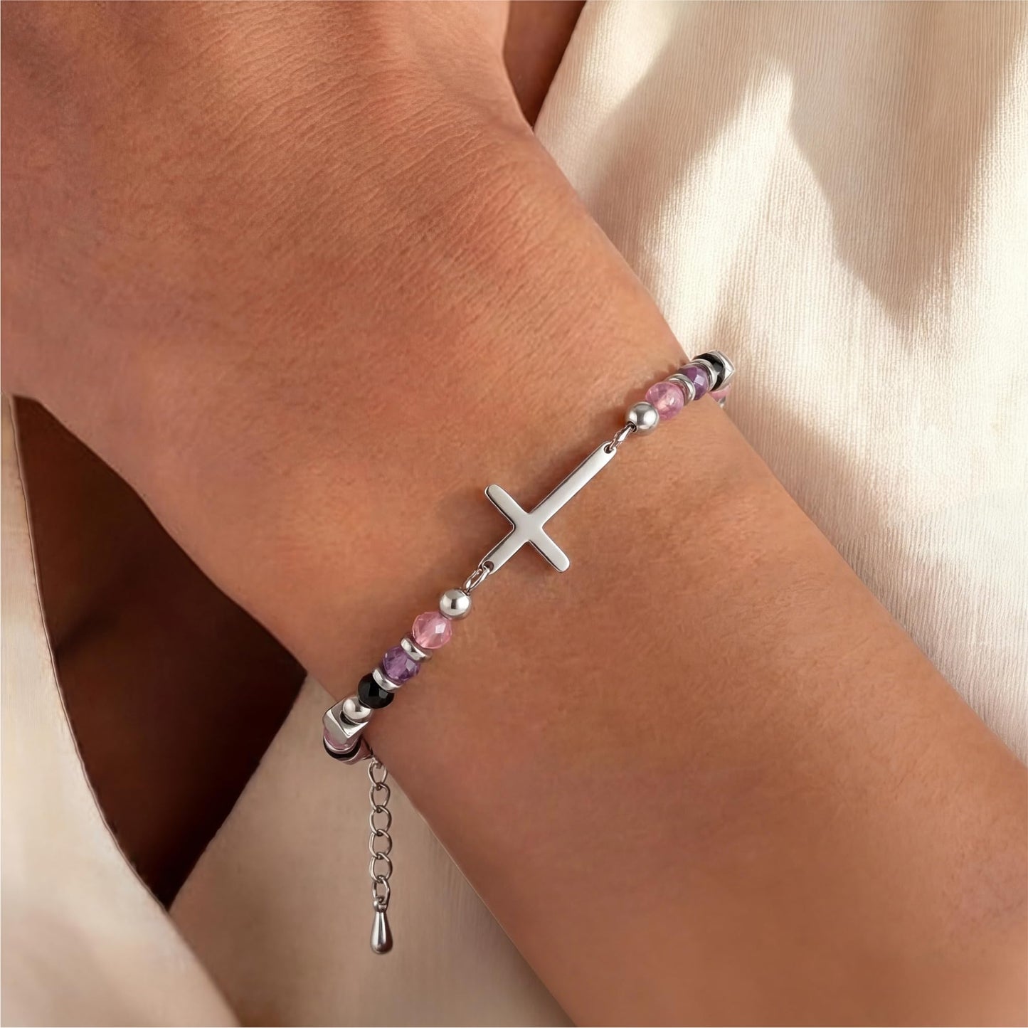 Christian Gifts for Women, Religious Cross Bracelet Faith Jewelry, Easter Basket First Communion Baptism Confirmation Gifts for Teen Girls, Dainty Anxiety Relief Bible Verse Bead Bracelet