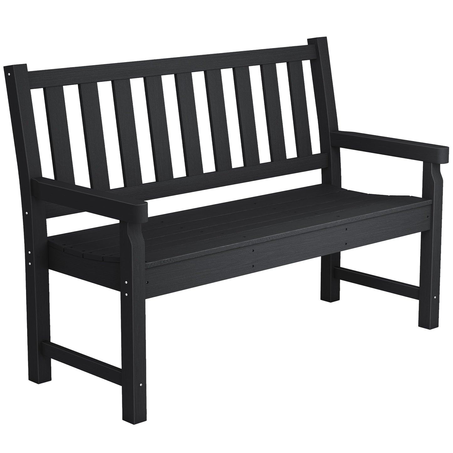 Outsunny Outdoor Bench, 49" All-Weather HDPE Garden Bench, 2-Person Patio Loveseat with 528 lbs Capacity, Curved Seat for Backyard, Park, Porch, Lawn, Park, Black